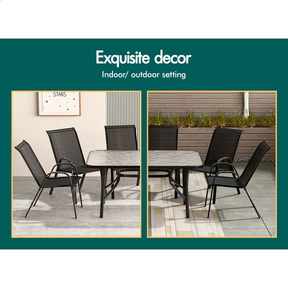 9 Alfordson 7PCS Outdoor Dining Set Garden Table and Chairs Patio Furniture - Black, 9 of 10