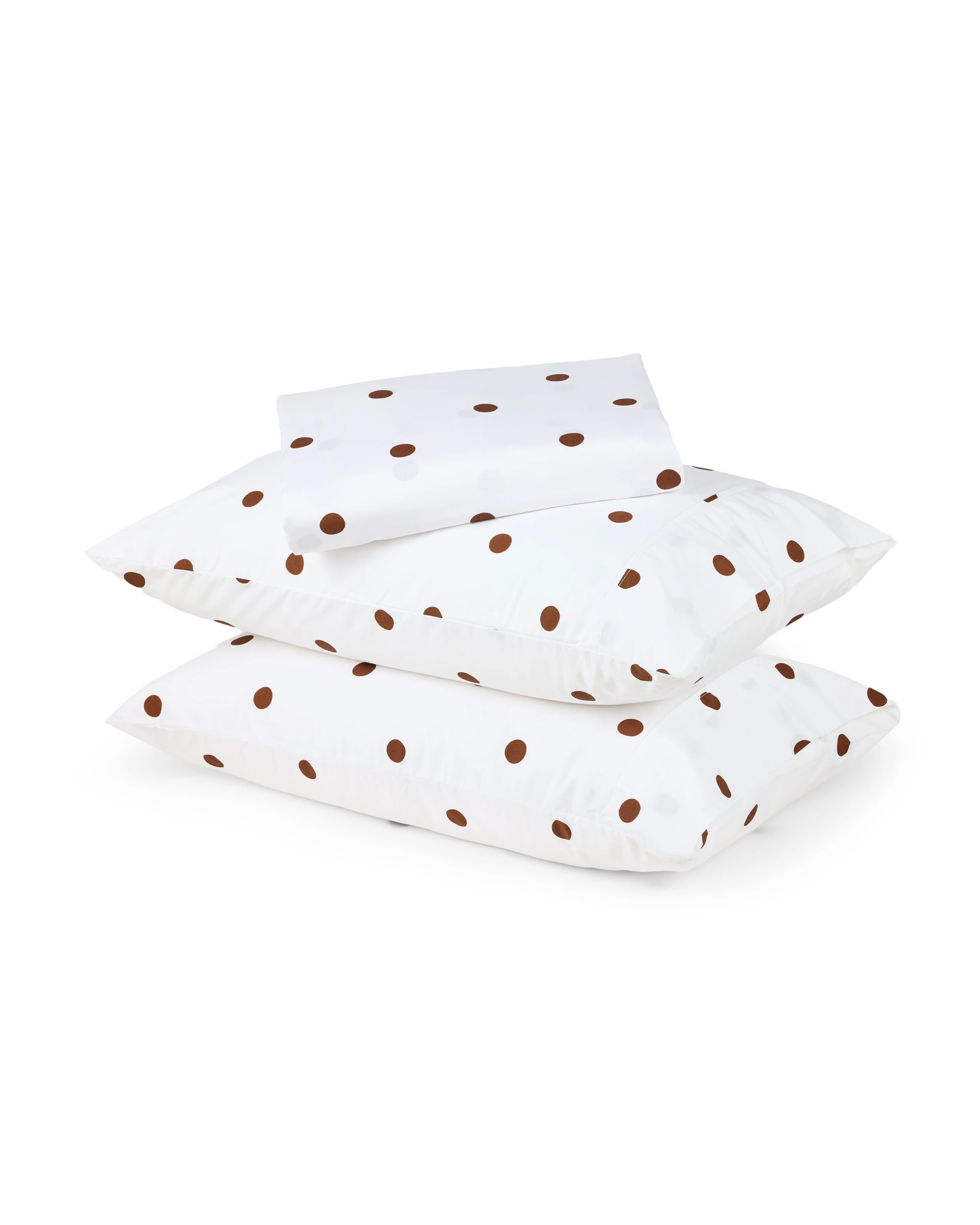 1 250 Thread Count Polka Dot Cotton Sheet Set - King Bed, Off White and Chocolate, 1 of 5