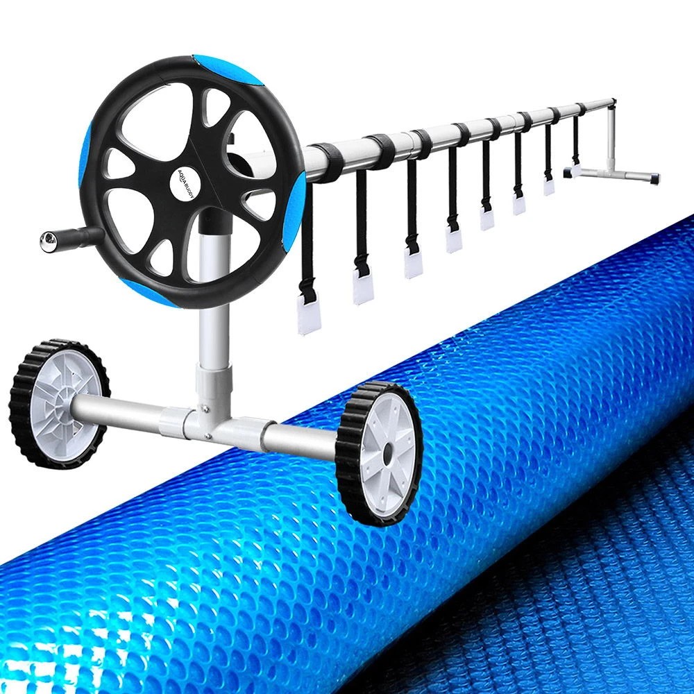 1 Aquabuddy Pool Cover 500 Micron 10x4m Swimming Pool Solar Blanket 5.5m Roller - Multi, 1 of 6