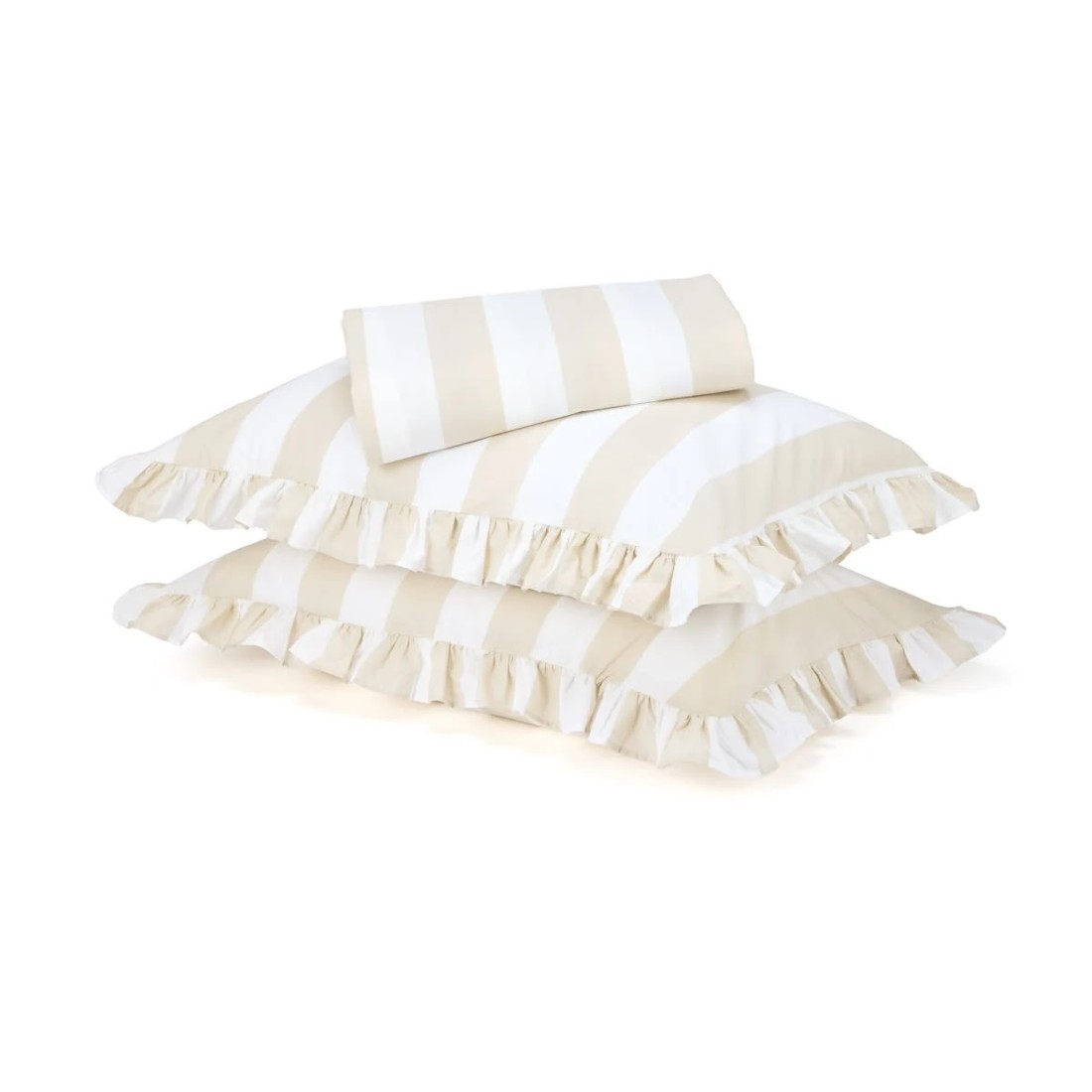 1 250 Thread Count Ruffle Cotton Sheet Set - King Bed, Sand, 1 of 7