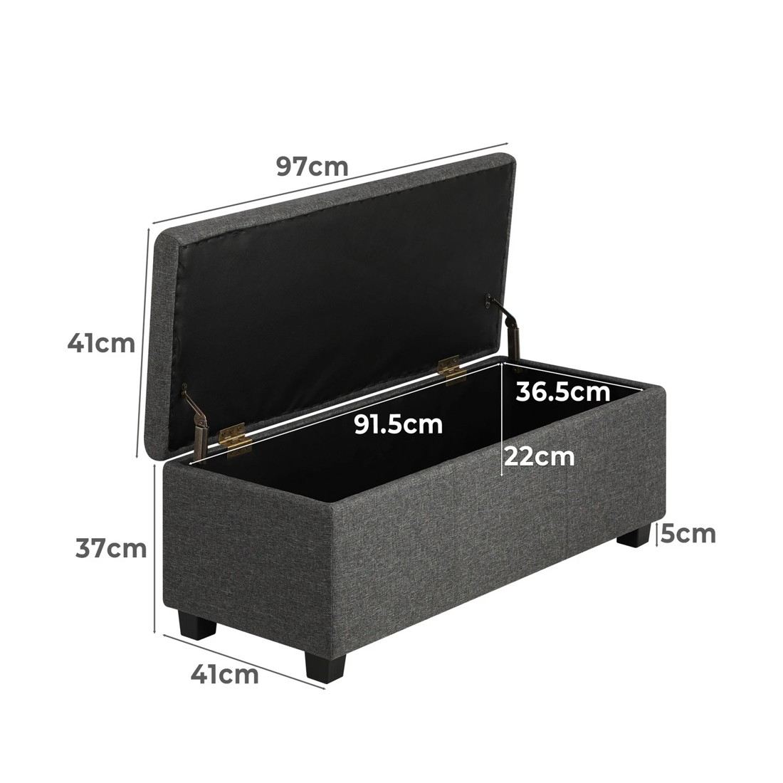 10 Oikiture Storage Ottoman Blanket Box Linen Fabric Arm Foot Stool Couch Large
 - Grey, 10 of 10