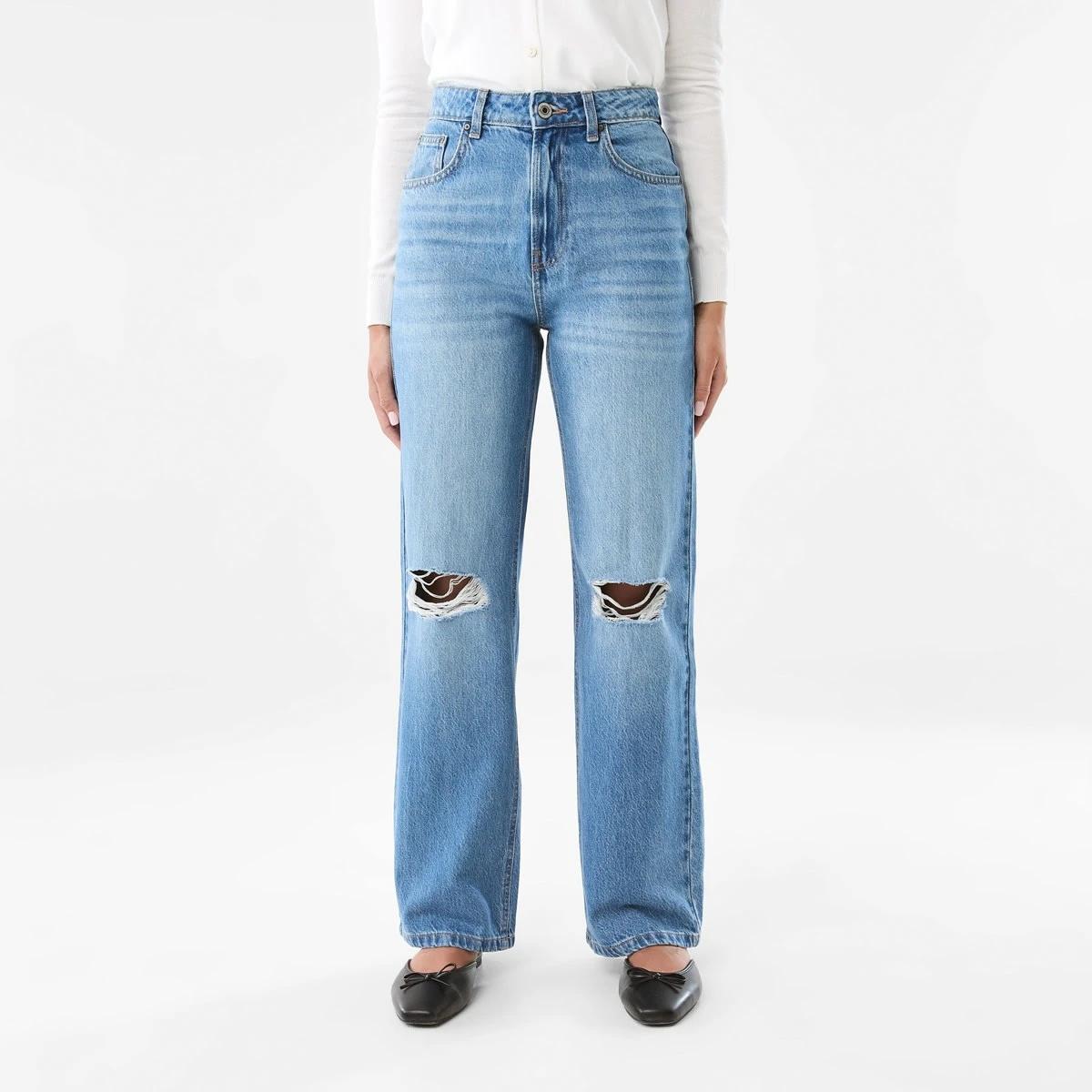 1 Distressed Straight Jeans Mid Wash, 1 of 9