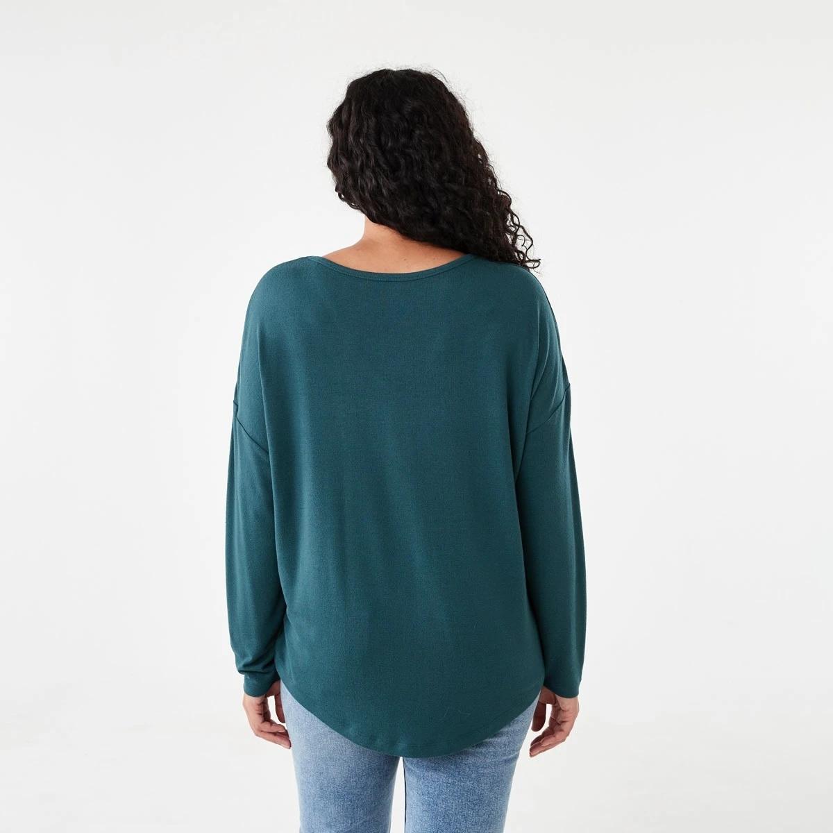3 Long Sleeve Brushed V-Neck Top Kason Gren, 3 of 5