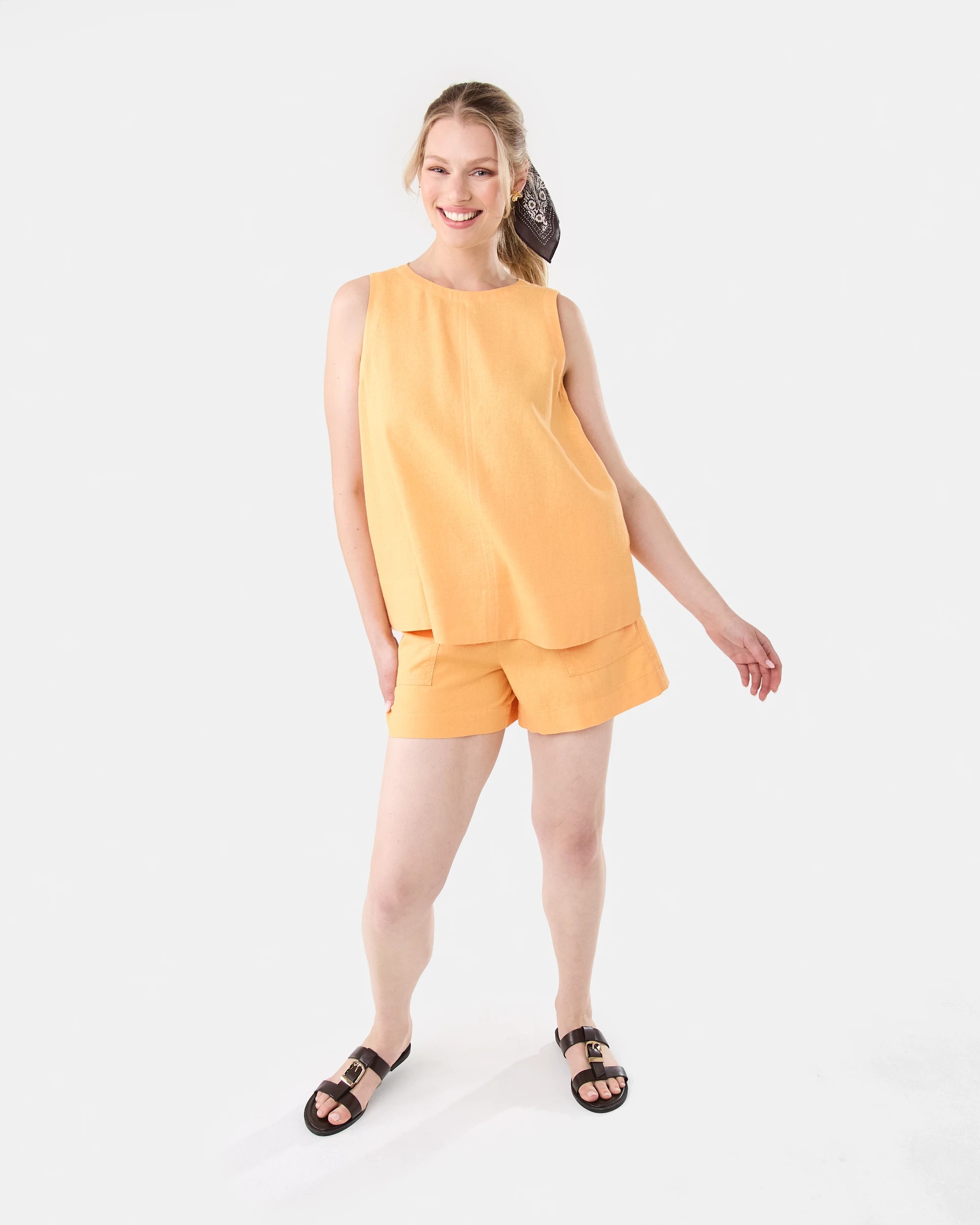 6 Ditsy Flower Print Hair Scarf - Brown, 6 of 11