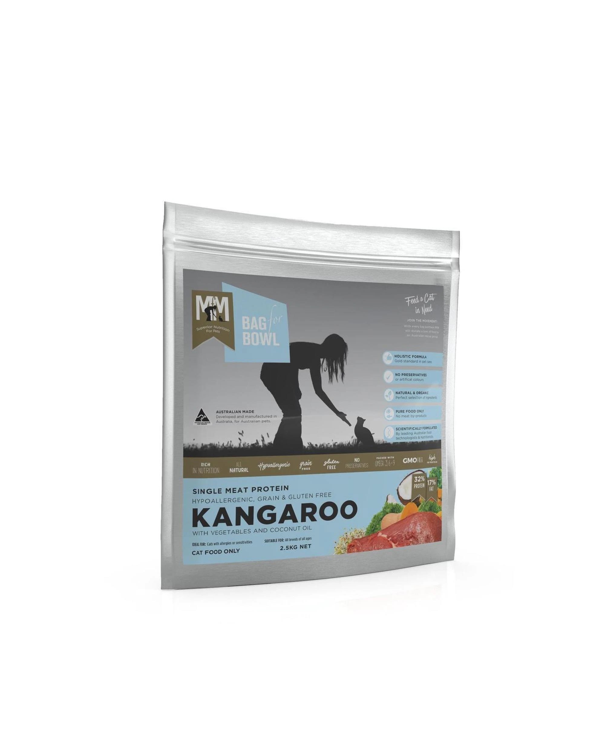 1 MFM Adult Single Meat Protein Dry Cat Food Kangaroo w/ Vegetables 2.5kg, 1 of 2