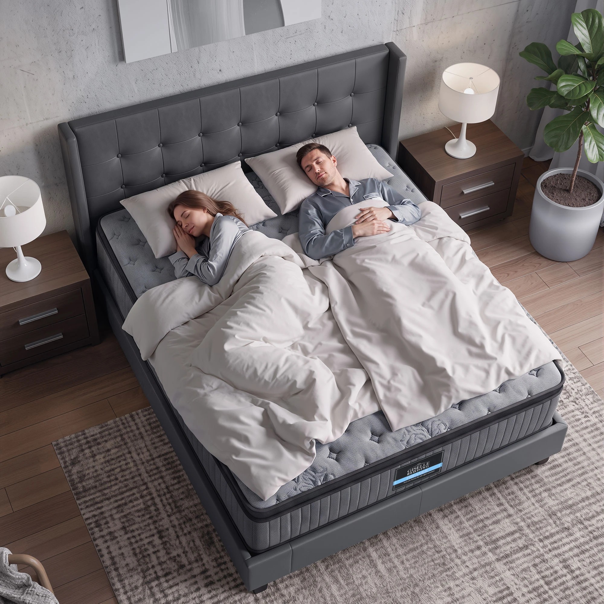 8 Giselle Bedding Mattress 34cm Euro Top 5-Zone Latex Edge Support Pocket Spring - King Bed - Grey, 8 of 10