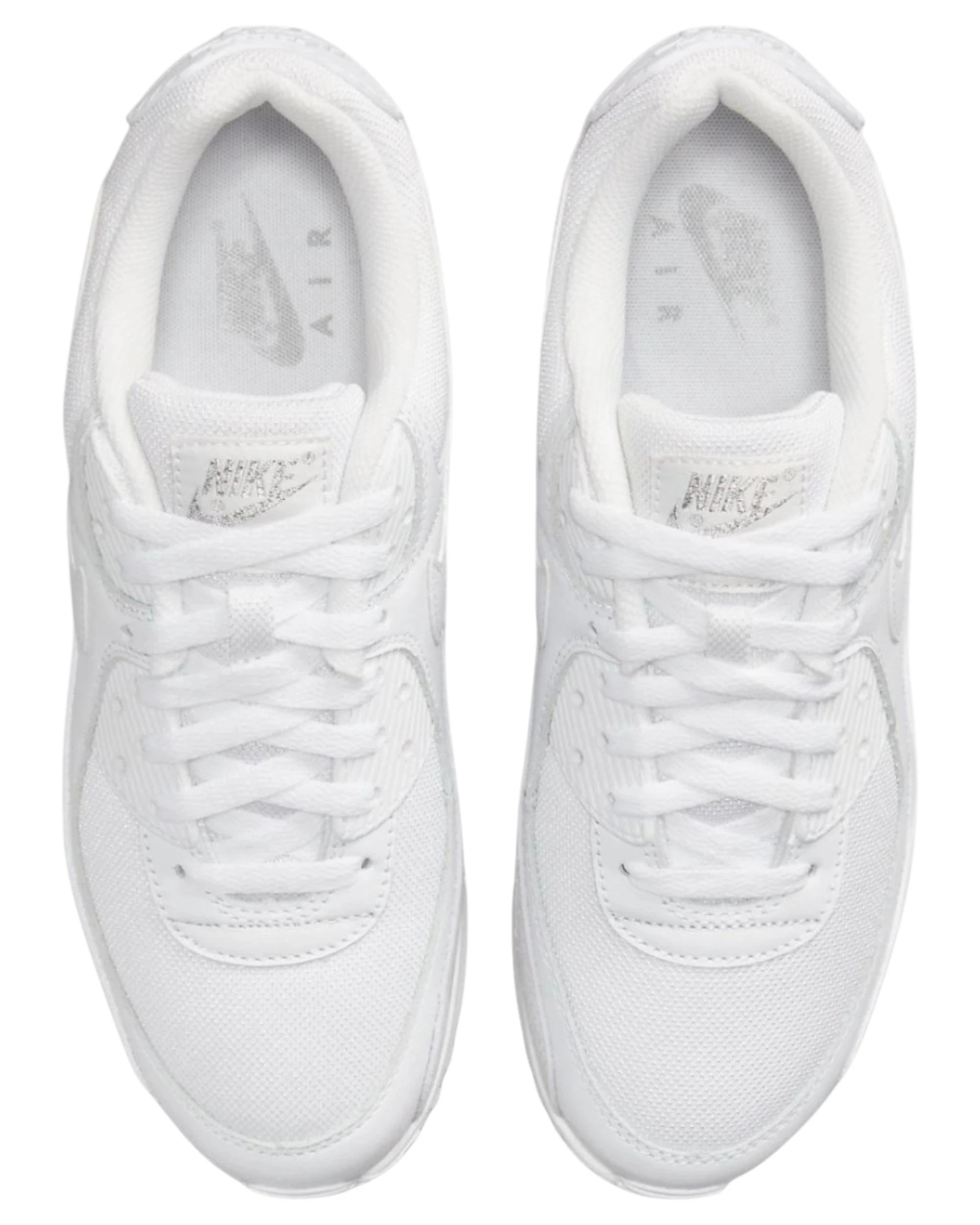 8 Nike Mens Air Max 90 Premium Triple White Athletic Shoes White, 8 of 8