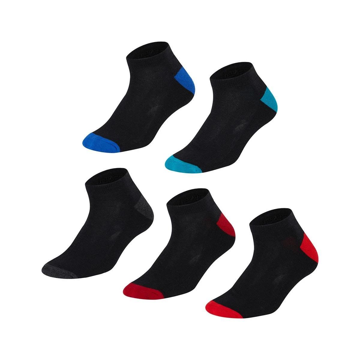 1 5 Pack Low Cut Sport Socks BLACK COLOUR HEEL, 1 of 3