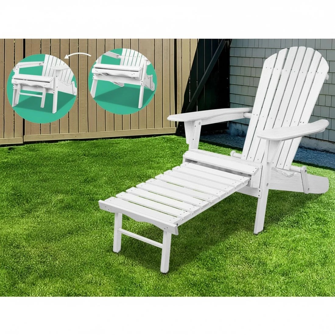 3 Gardeon 3PC Adirondack Outdoor Table and Chairs Wooden Sun Lounge Beach Patio - White, 3 of 6