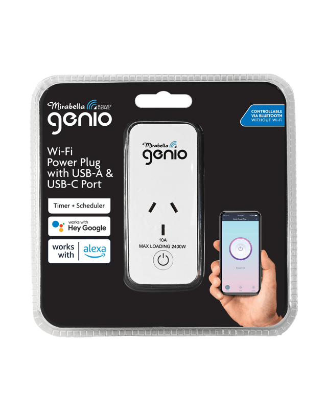 Mirabella Genio Wi-Fi Power Plug with USB-A & USB-C Port includes Timer & Scheduler Func