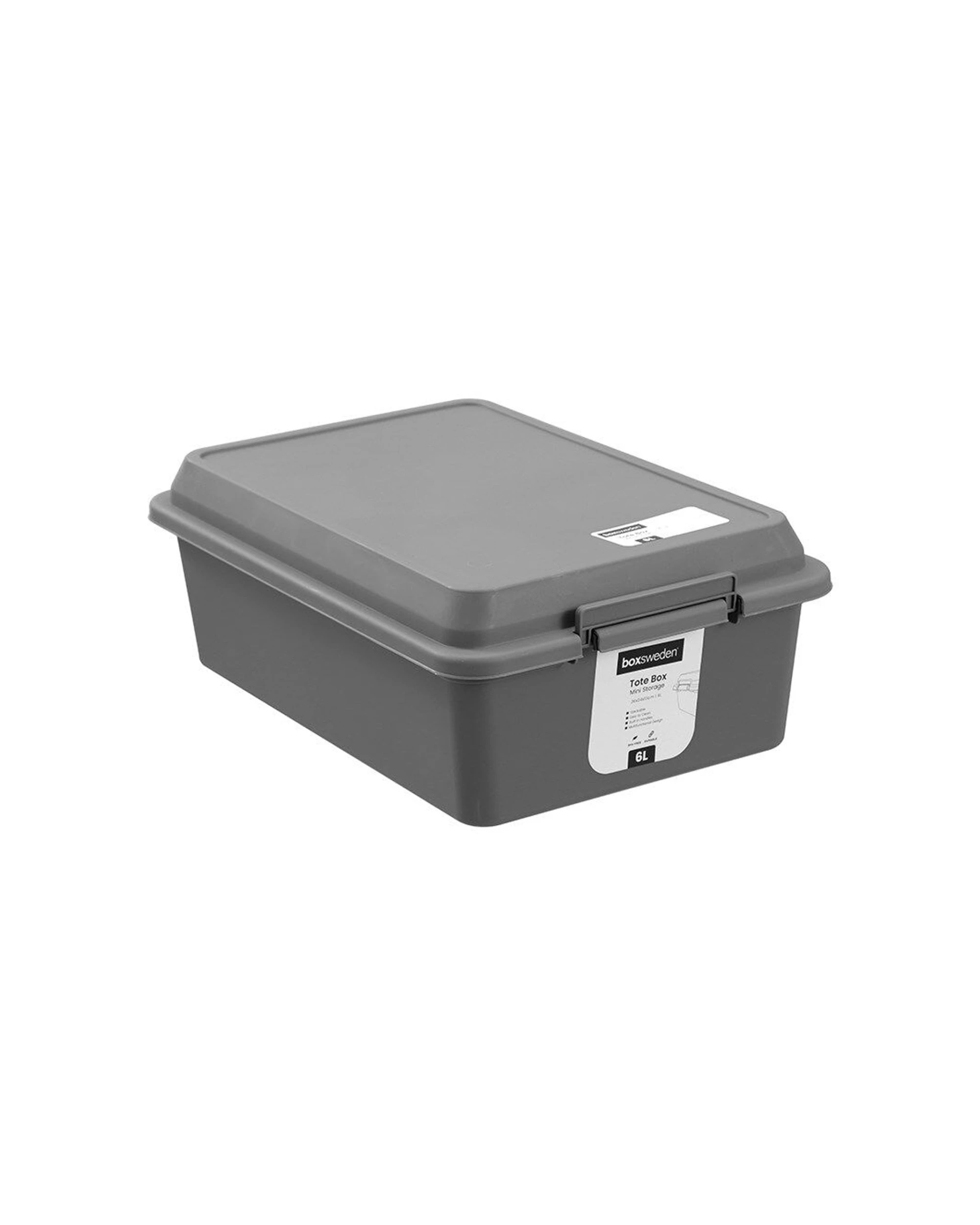 8 Boxsweden Tote Mini Storage Stack Organiser Box 6PK 6L Plastic Clip-On Lids - Assorted, 8 of 9