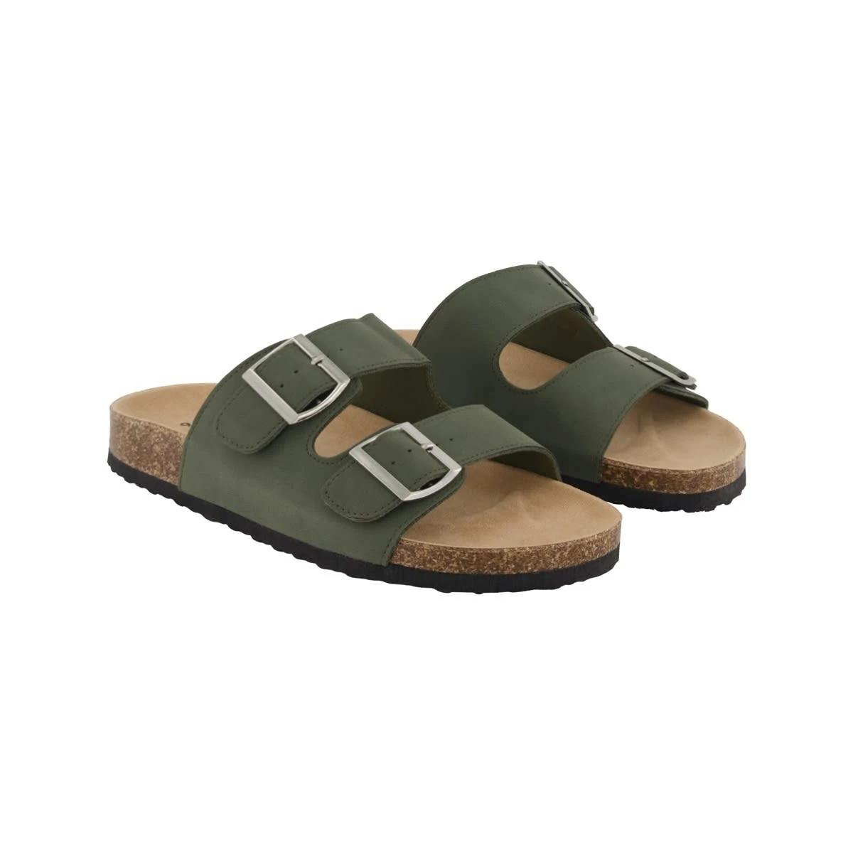 2 Two Band Buckle Footbed Slides BEETLE, 2 of 3