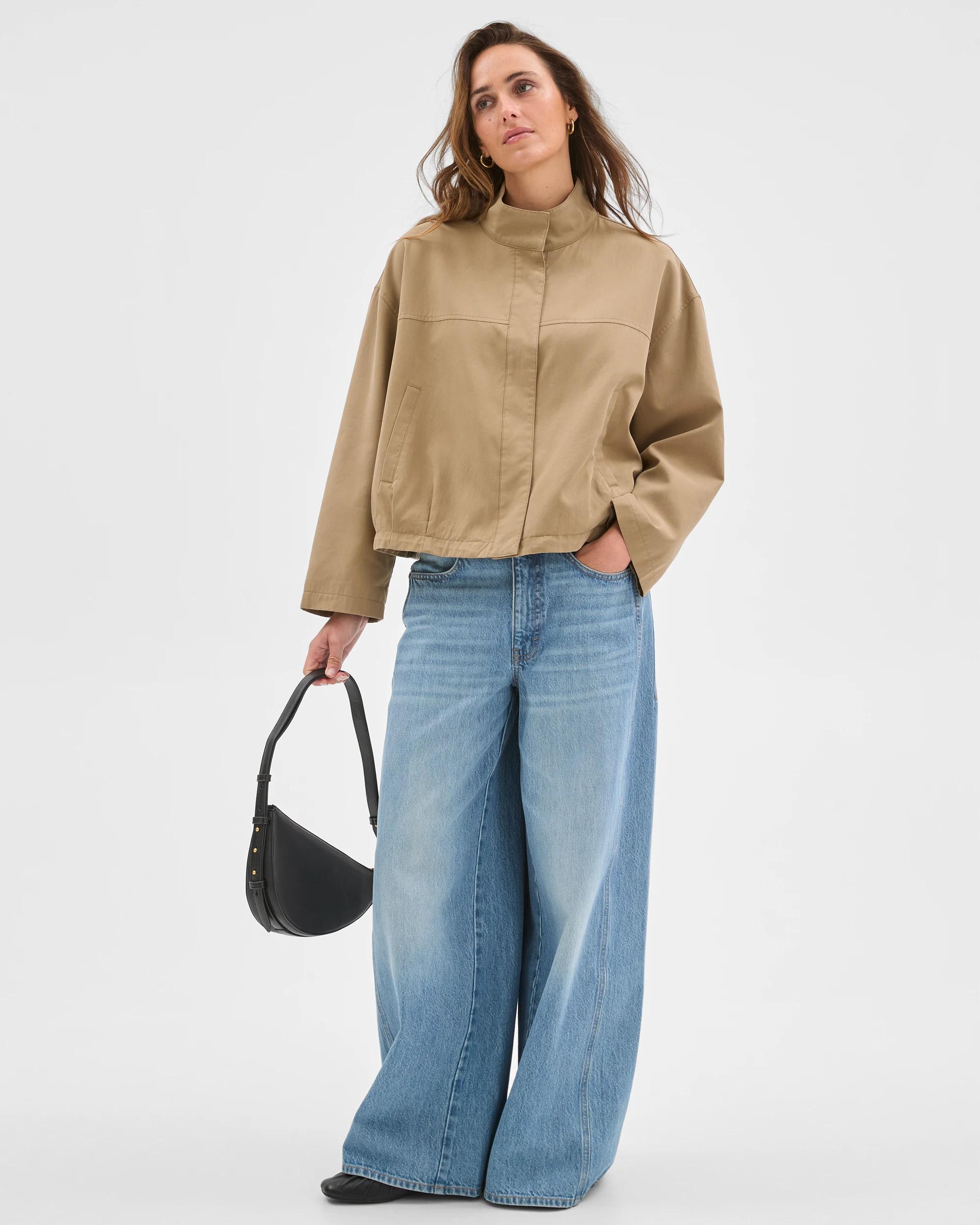1 Target Woman Australian Cotton Blend Bubble Hem Jacket BURNT BUTTER, 1 of 6