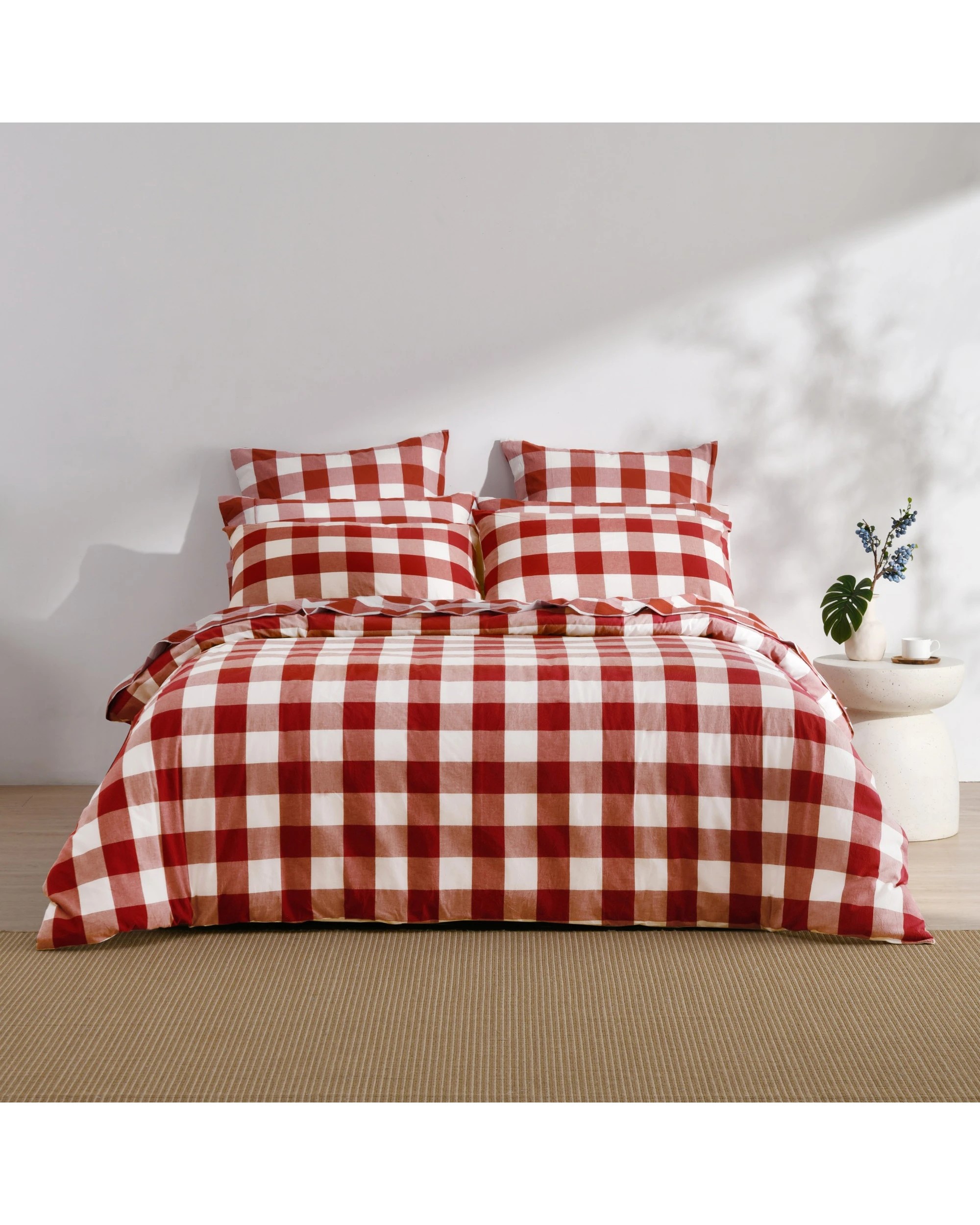 6 Dreamaker Remy Yarn Dyed Washed Cotton Checkered Quilted Cover Set - Queen Bed - Rust, 6 of 7