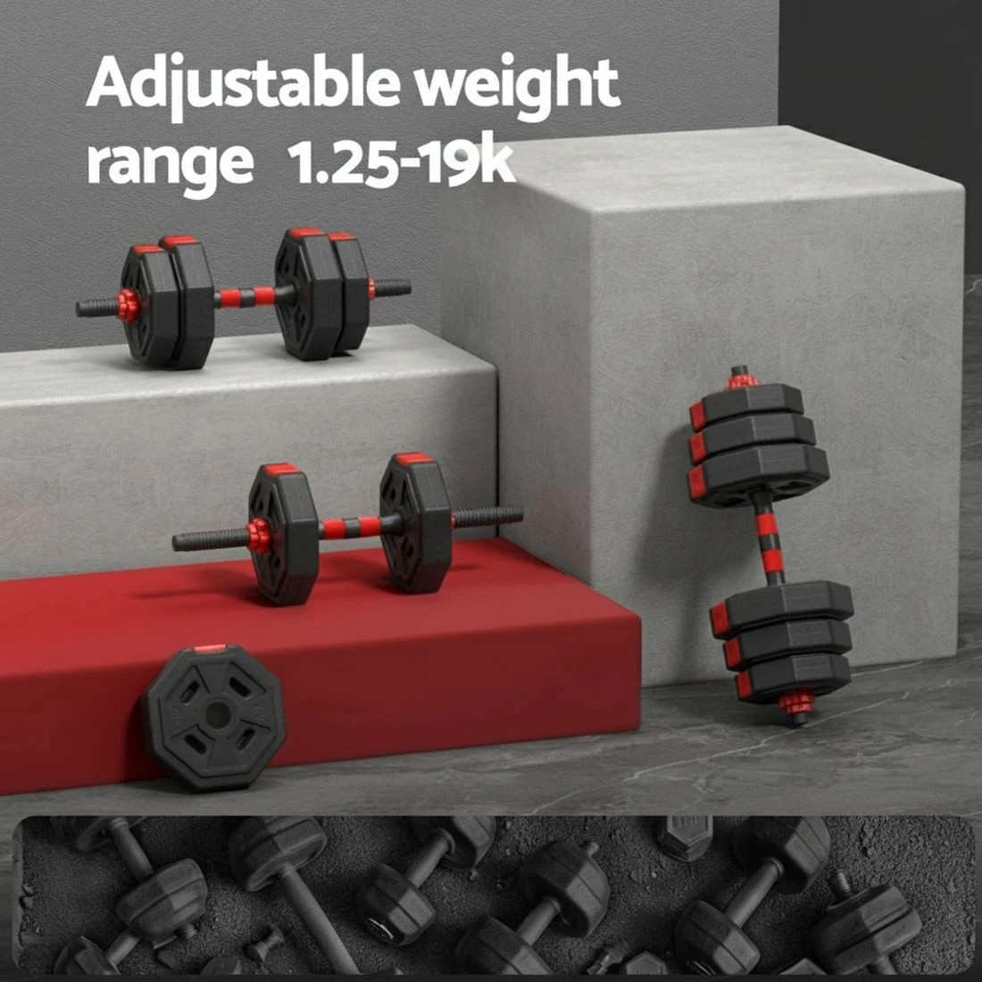 5 Everfit 20kg Adjustable Dumbbell Barbell Set Weight Plates Home Workout - Multi, 5 of 6