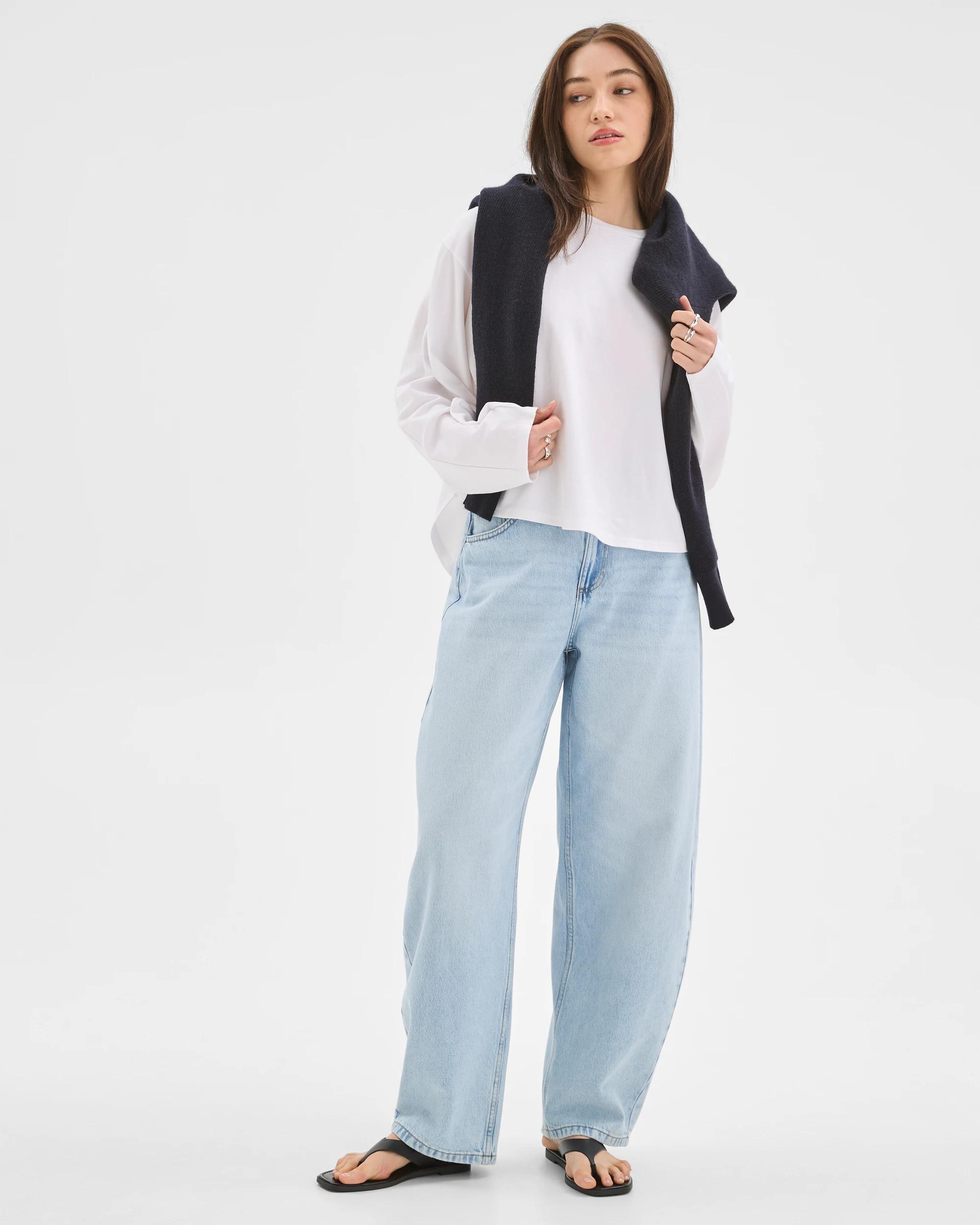 1 Lily Loves Australian Cotton Blend Bow Leg Denim Jeans PRATO BLUE, 1 of 7