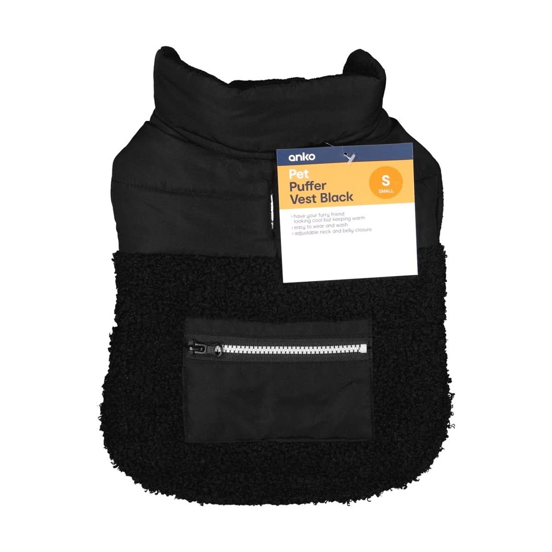 10 Pet Puffer Vest - Small, Black, 10 of 10