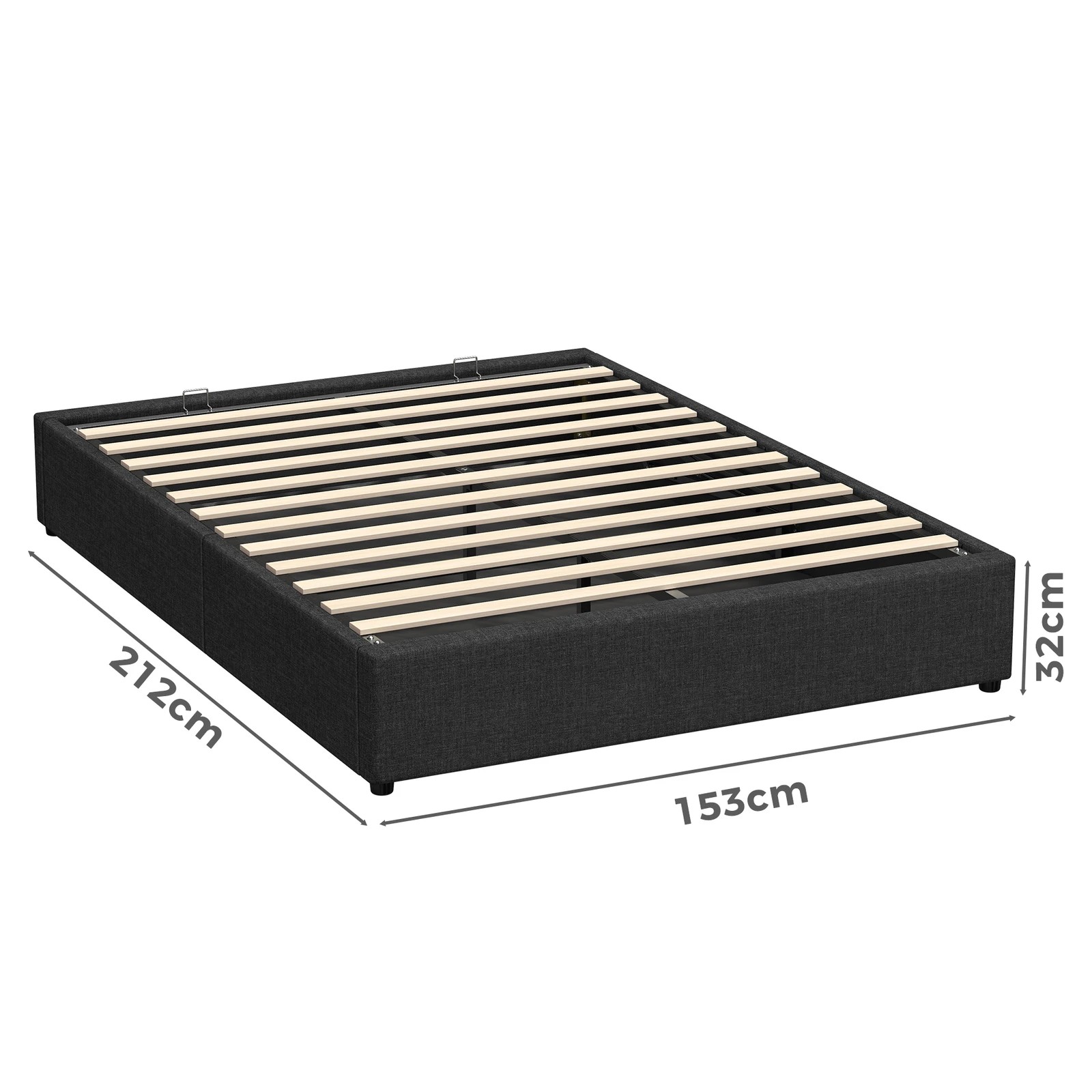 3 Alfordson Bed Frame Queen Size Gas Lift Storage Mattress Base Barlow - Charcoal, 3 of 10