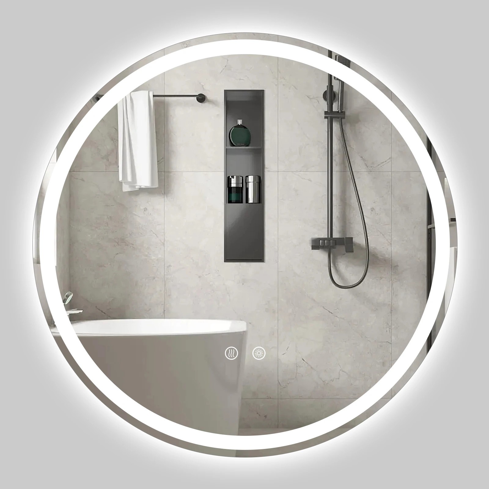 5 Costway 70cm Round LED Bathroom Mirror Wall-mounted Backlit Vanity Mirror, 5 of 6