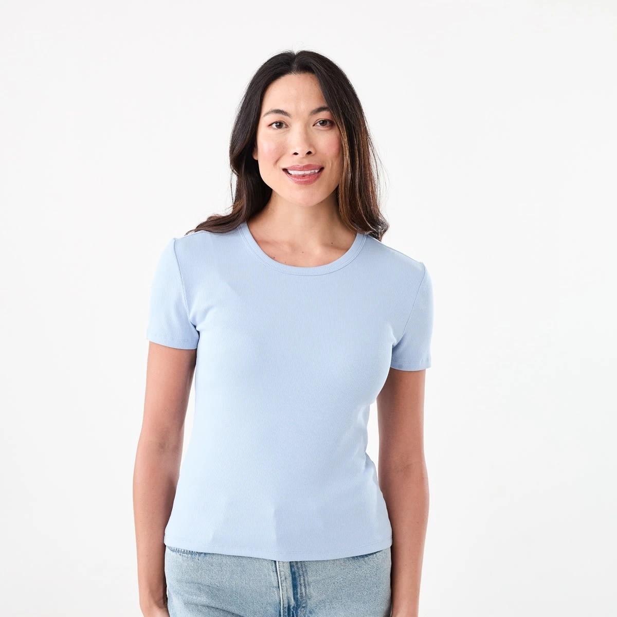 1 Short Sleeve Rib Crew Neck T-shirt BRUNI BLUE, 1 of 5