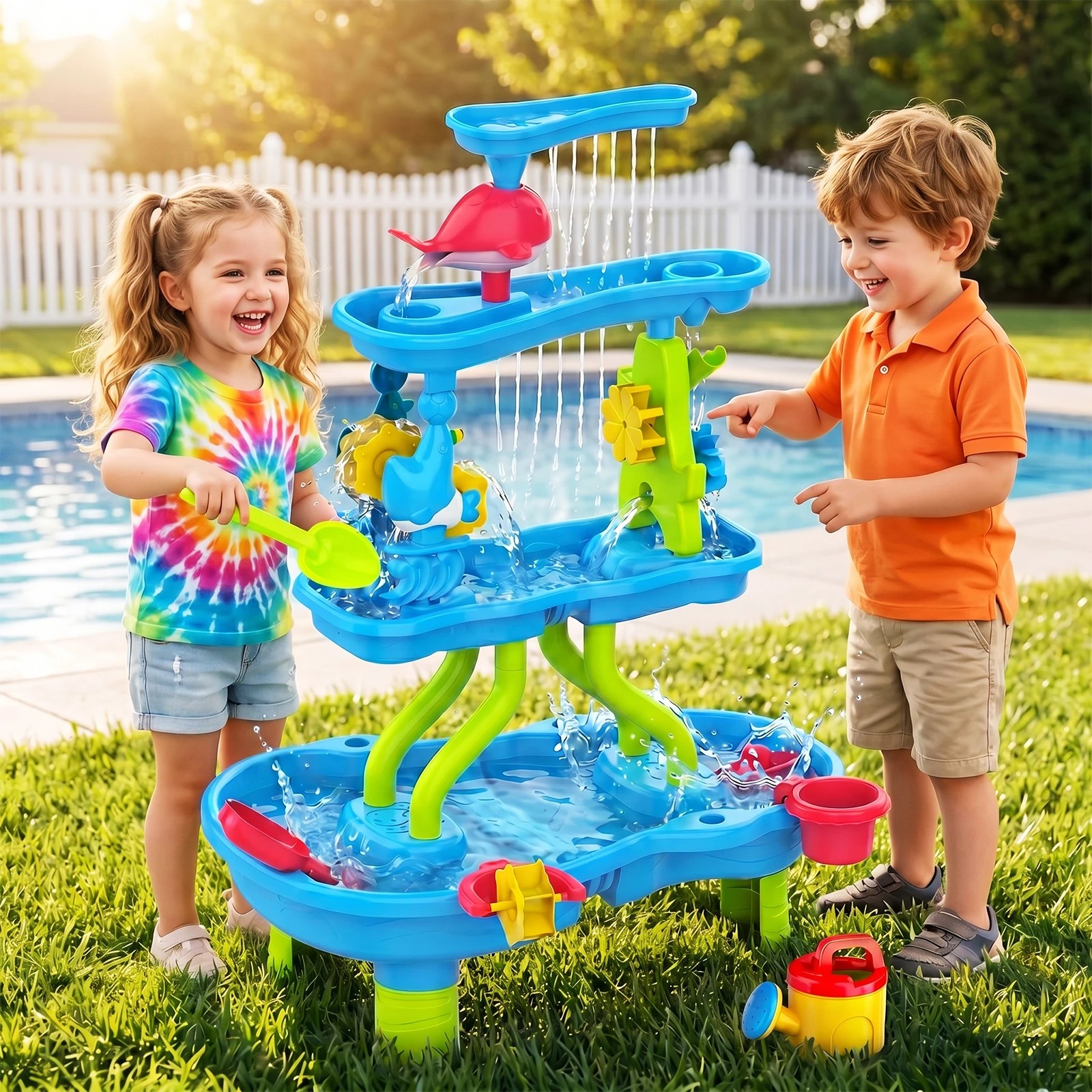 3 Advwin 4-Tier Kids Sand Water Table Activity Table Indoor Outdoor Sensory Playset - Multi, 3 of 8