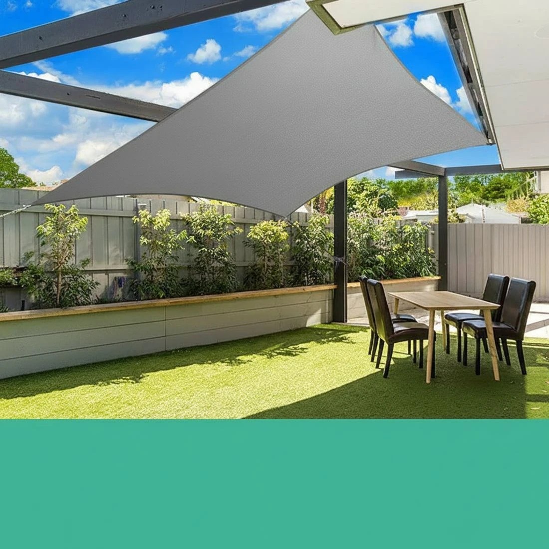 3 Instahut Shade Sail 6x6m Rectangle 280GSM 98%  Shade - Grey, 3 of 4
