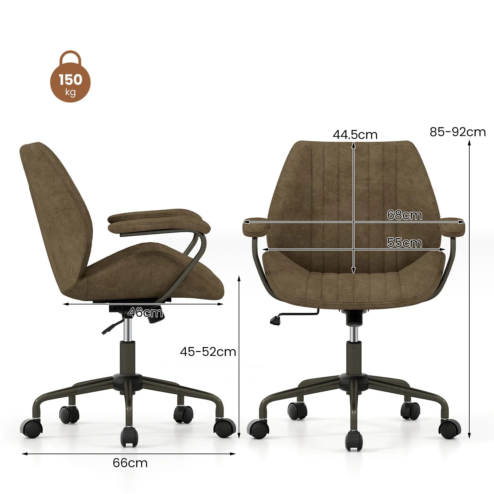4 Costway Office Chair Mid Century Modern Swivel Computer Desk Chair w/Padded Arms, 4 of 4