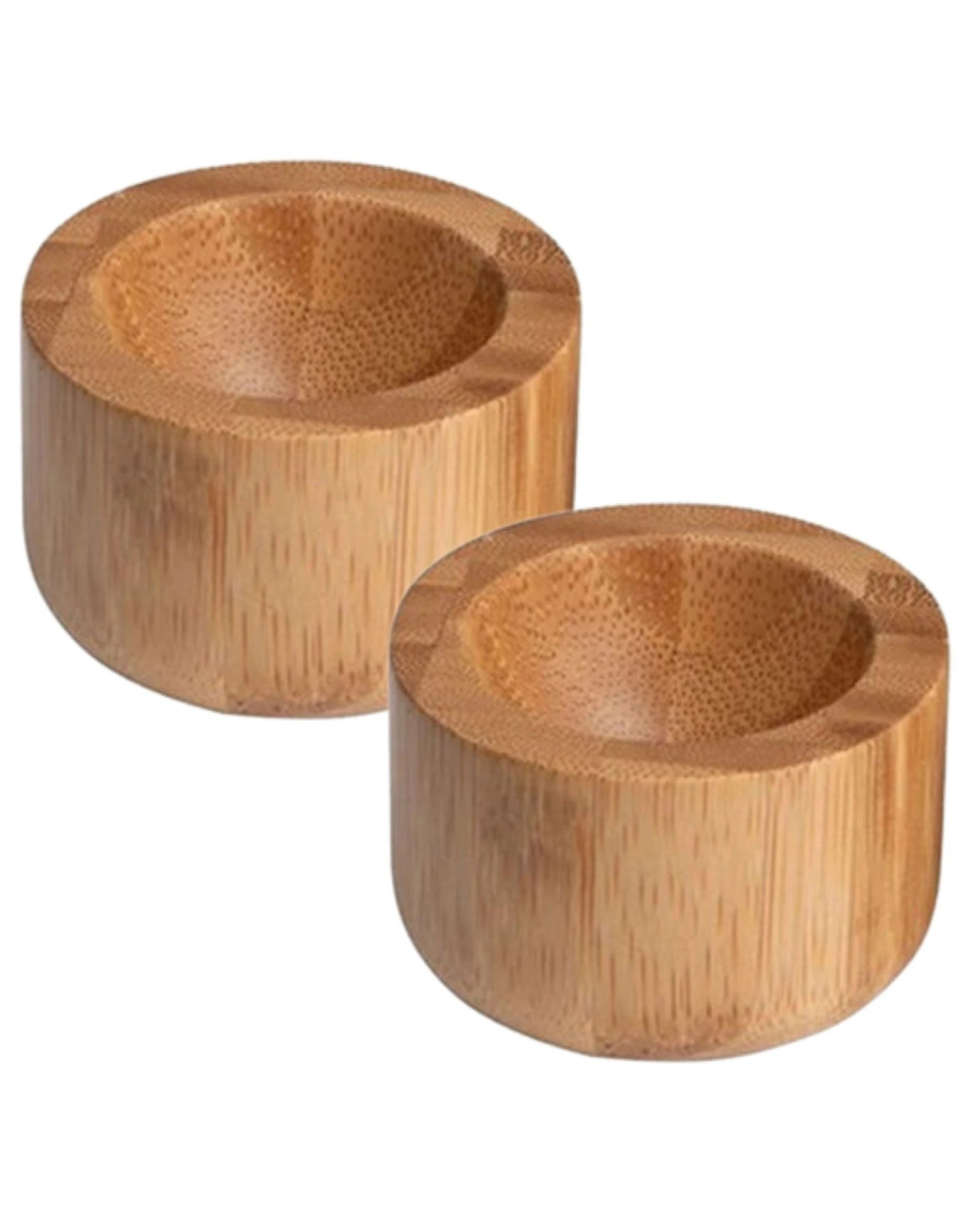 1 Euroline 2pc 5cm Bamboo Boiled Egg Cups Holder/Stand Kitchen Tableware NTRL, 1 of 3