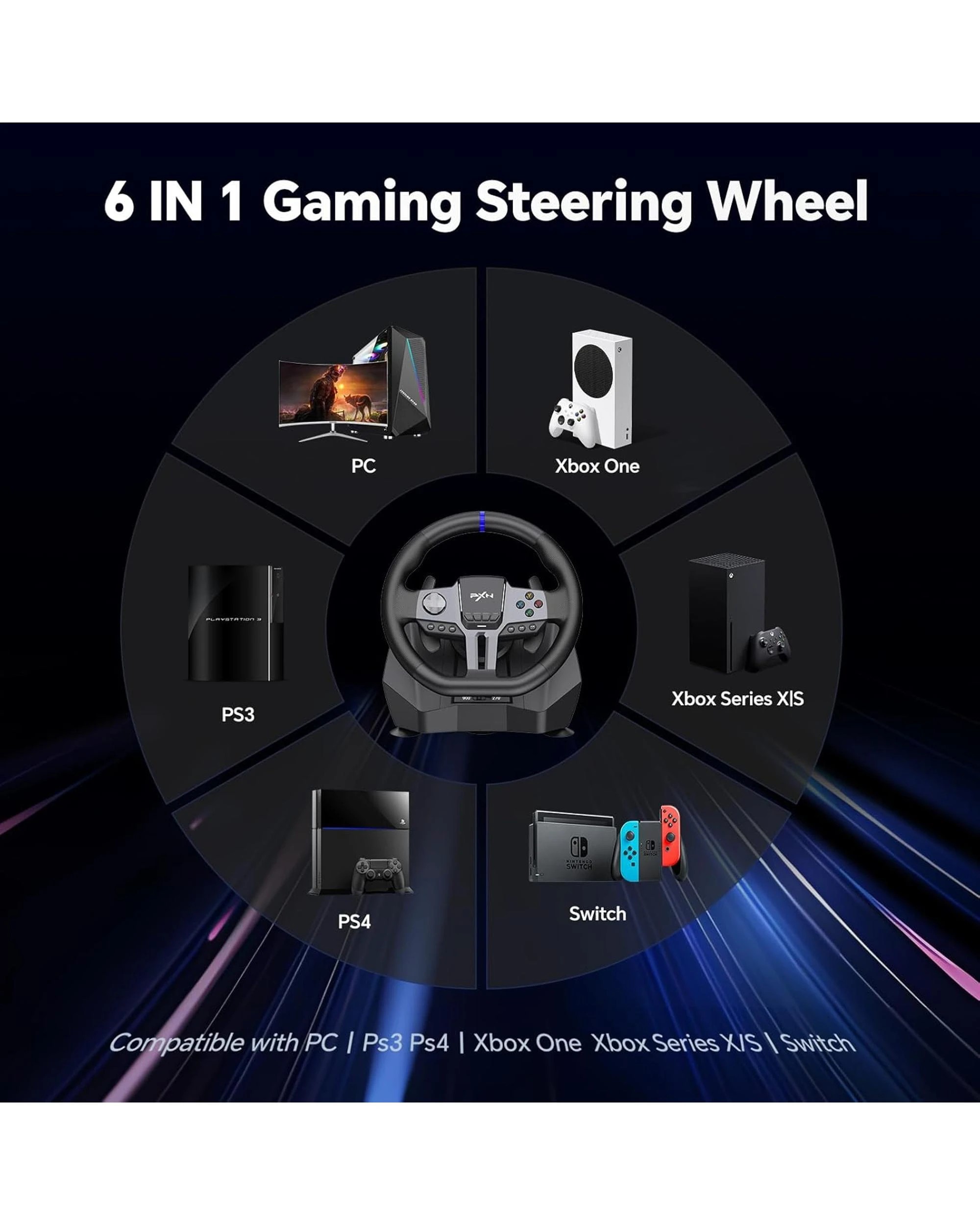 7 PXN Electronic Technology Co PXN V9 GEN2 Wheel Racing - Black, 7 of 7