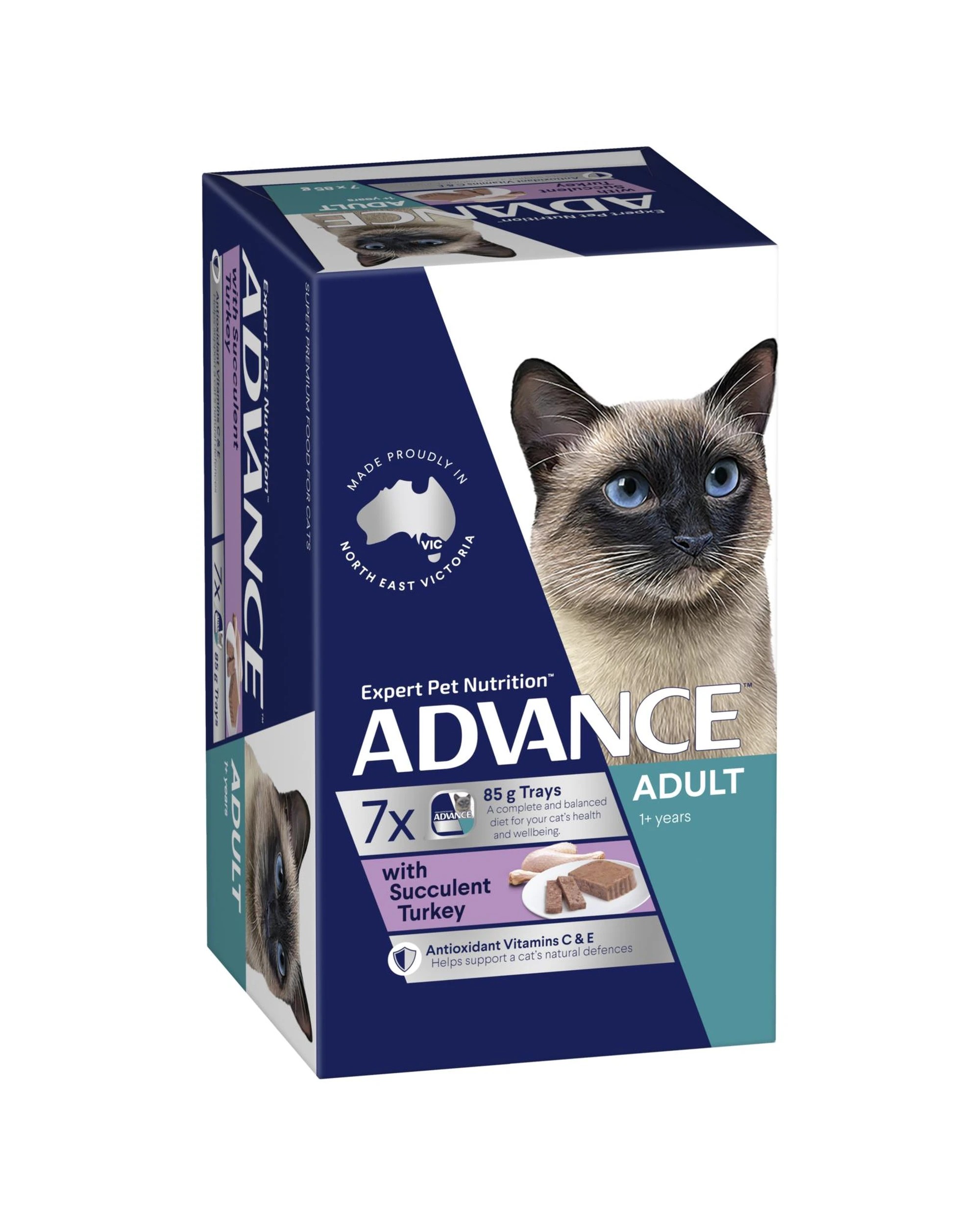 2 Advance Adult 1+ Wet Cat Food w/ Succulent Turkey 7 x 85g, 2 of 3