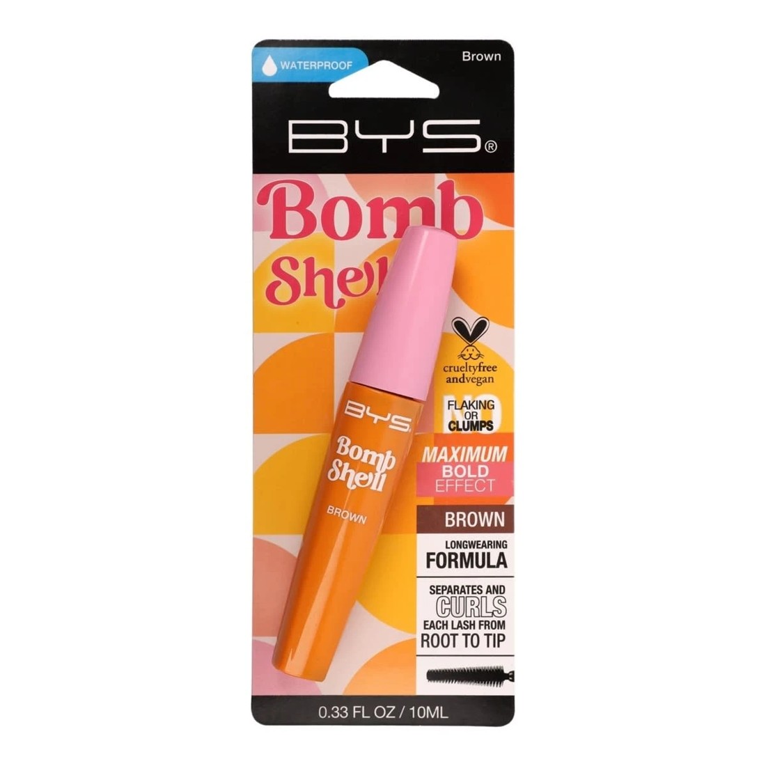 1 BYS Bomb Shell Waterproof Mascara 10ml - Brown, 1 of 3