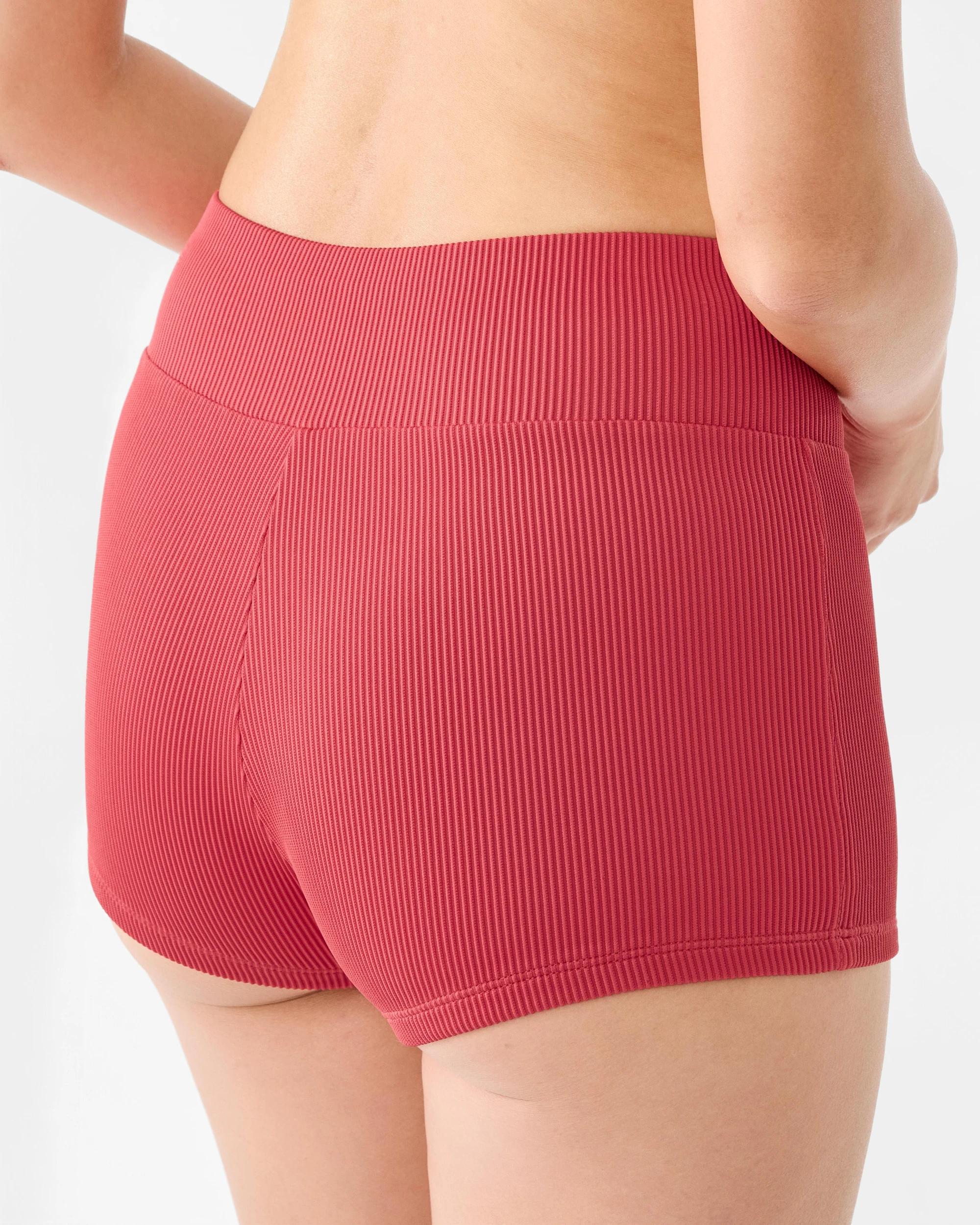3 Ribbed Swim Bike Shorts Red Pepper, 3 of 4