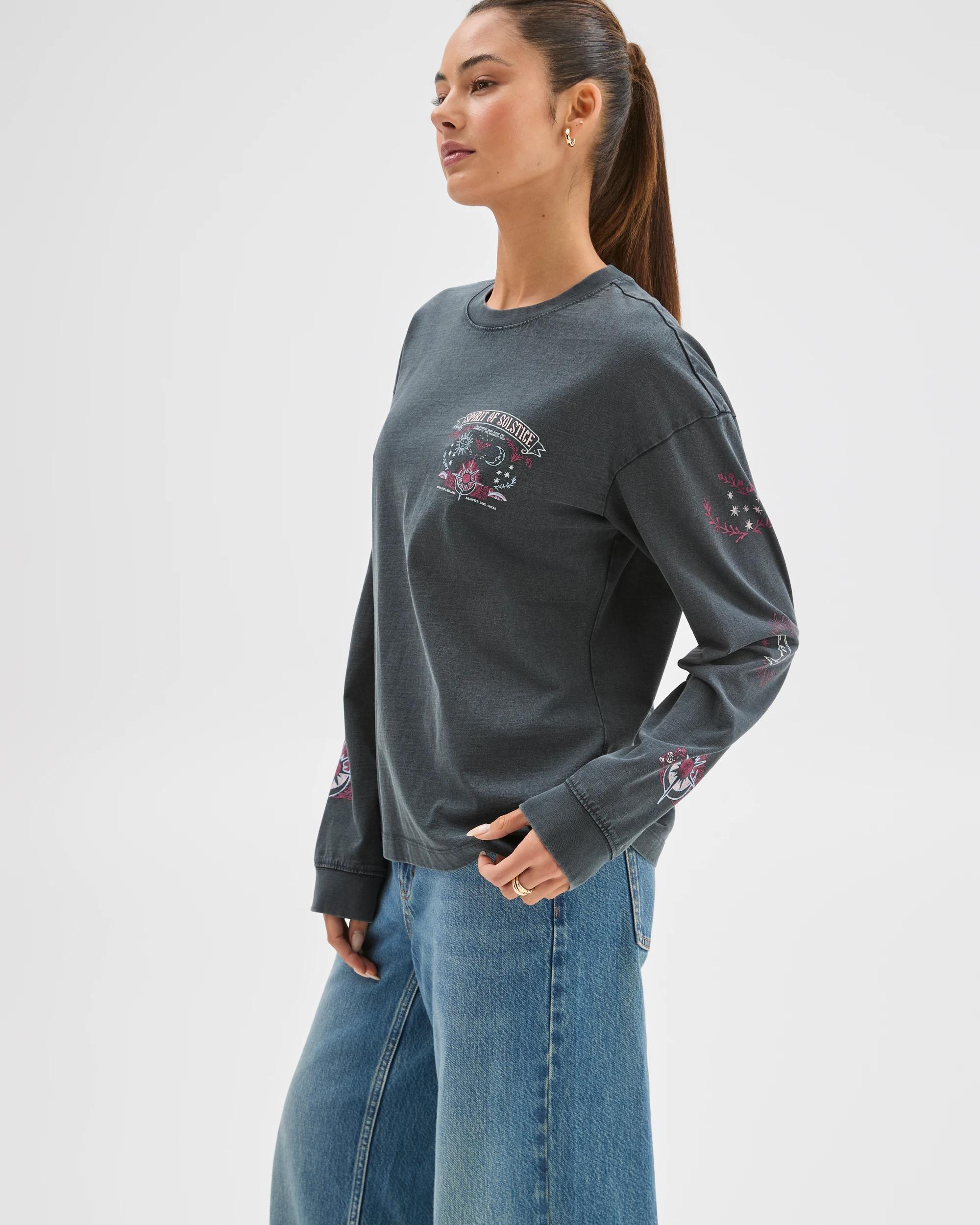 3 Lily Loves Relaxed Long Sleeve T-Shirt CHARCOAL, 3 of 7