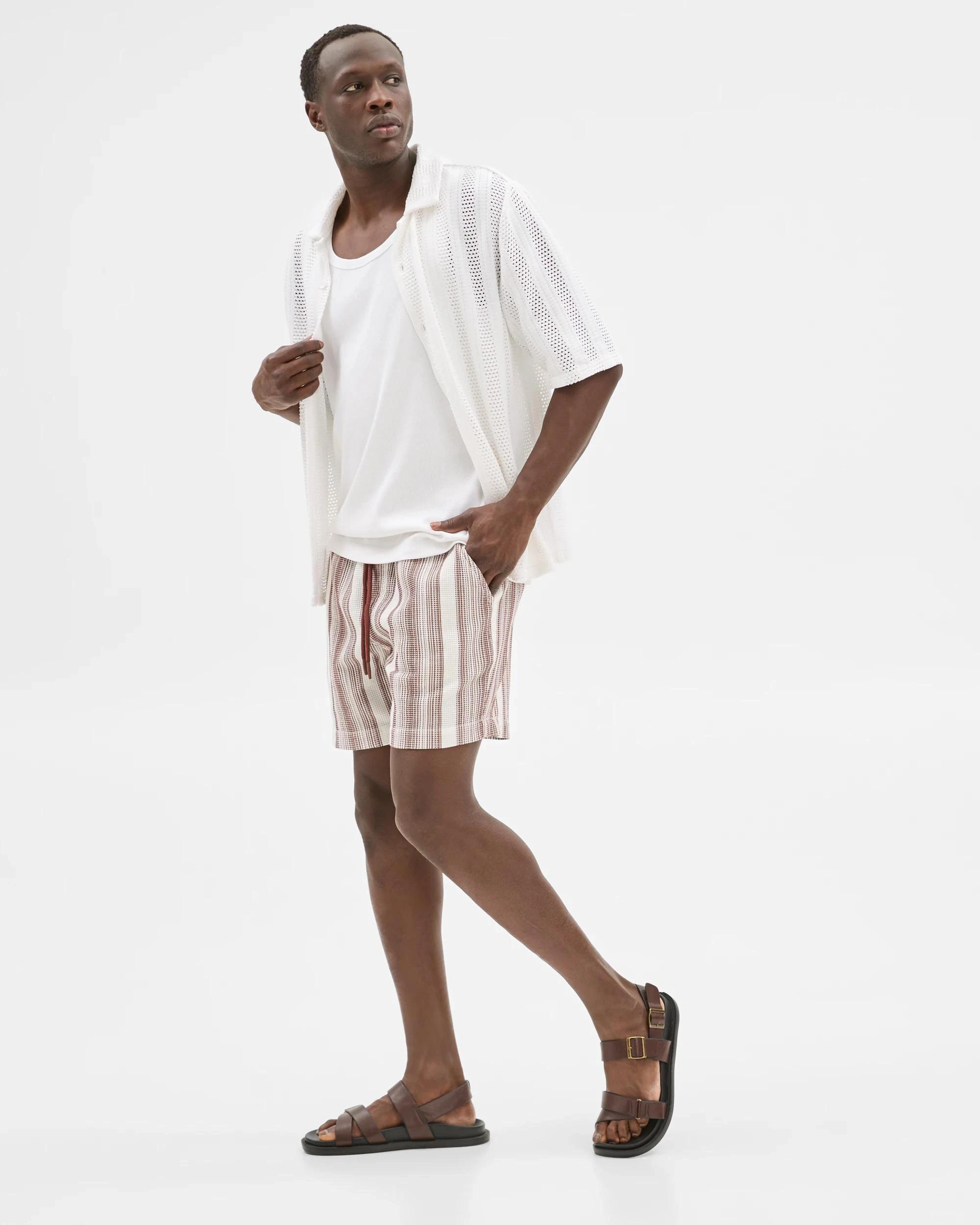 3 Australian Cotton Textured Shorts - Commons BROWN, 3 of 6