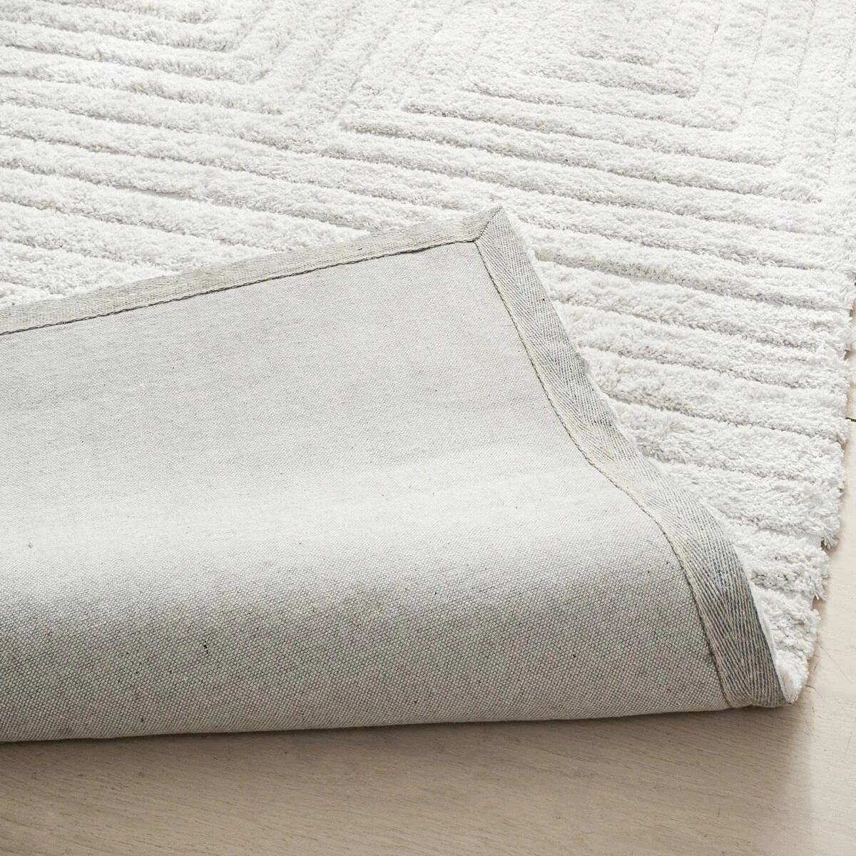3 Linear Wool Blend Rug - White, Large - 235cm x 160cm, 3 of 7