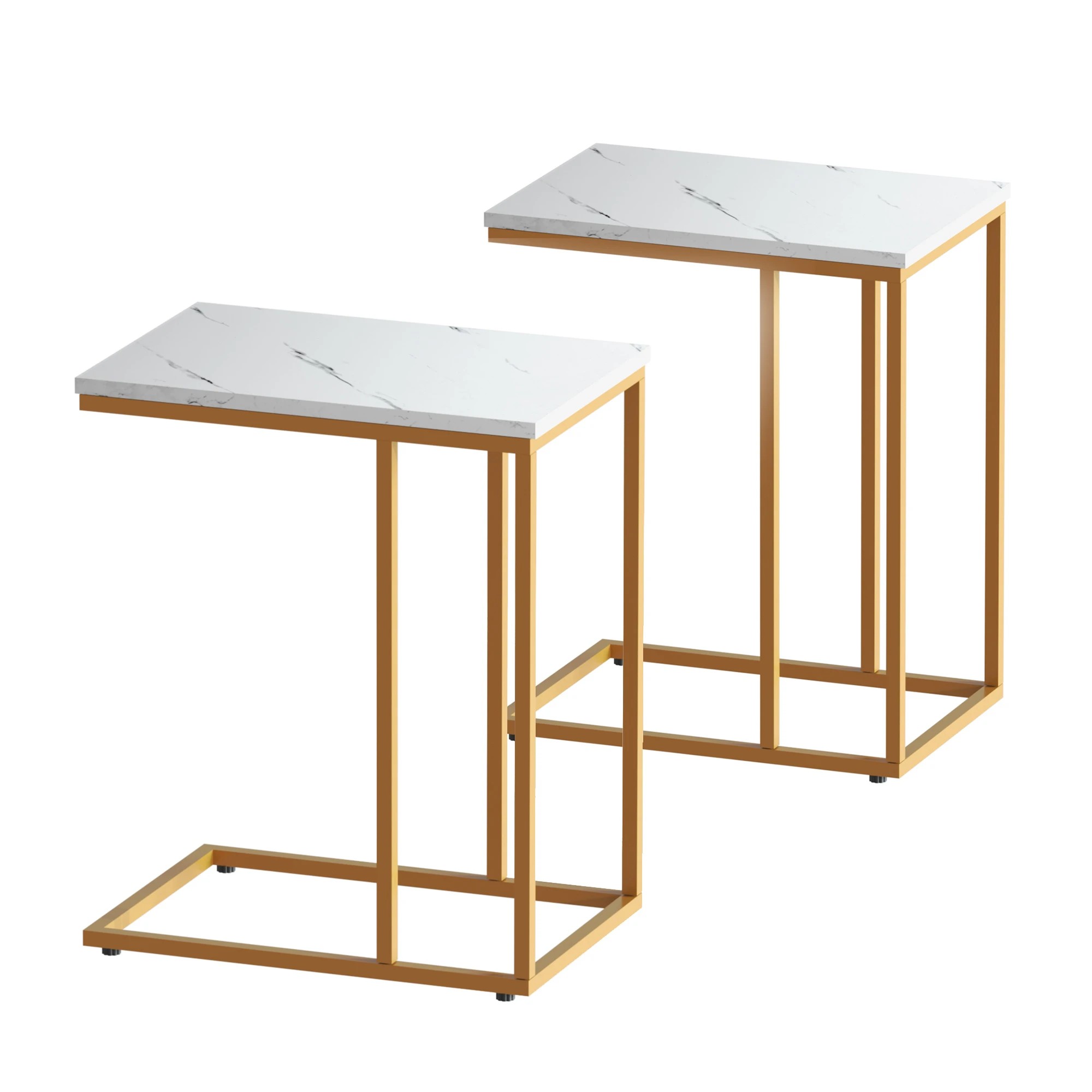 1 Artiss C Shaped End Table Set of 2 Coffee Table Side Table - White, 1 of 7