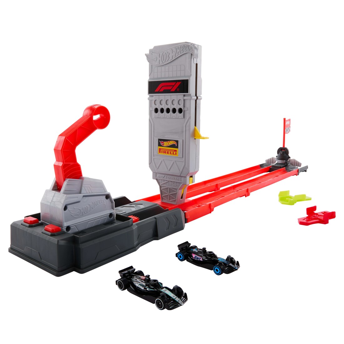 2 Hot Wheels Racing Formula 1 Grid Start Track Set & 2 Die-Cast F1 Cars in 1:64 Scale, 2 of 6