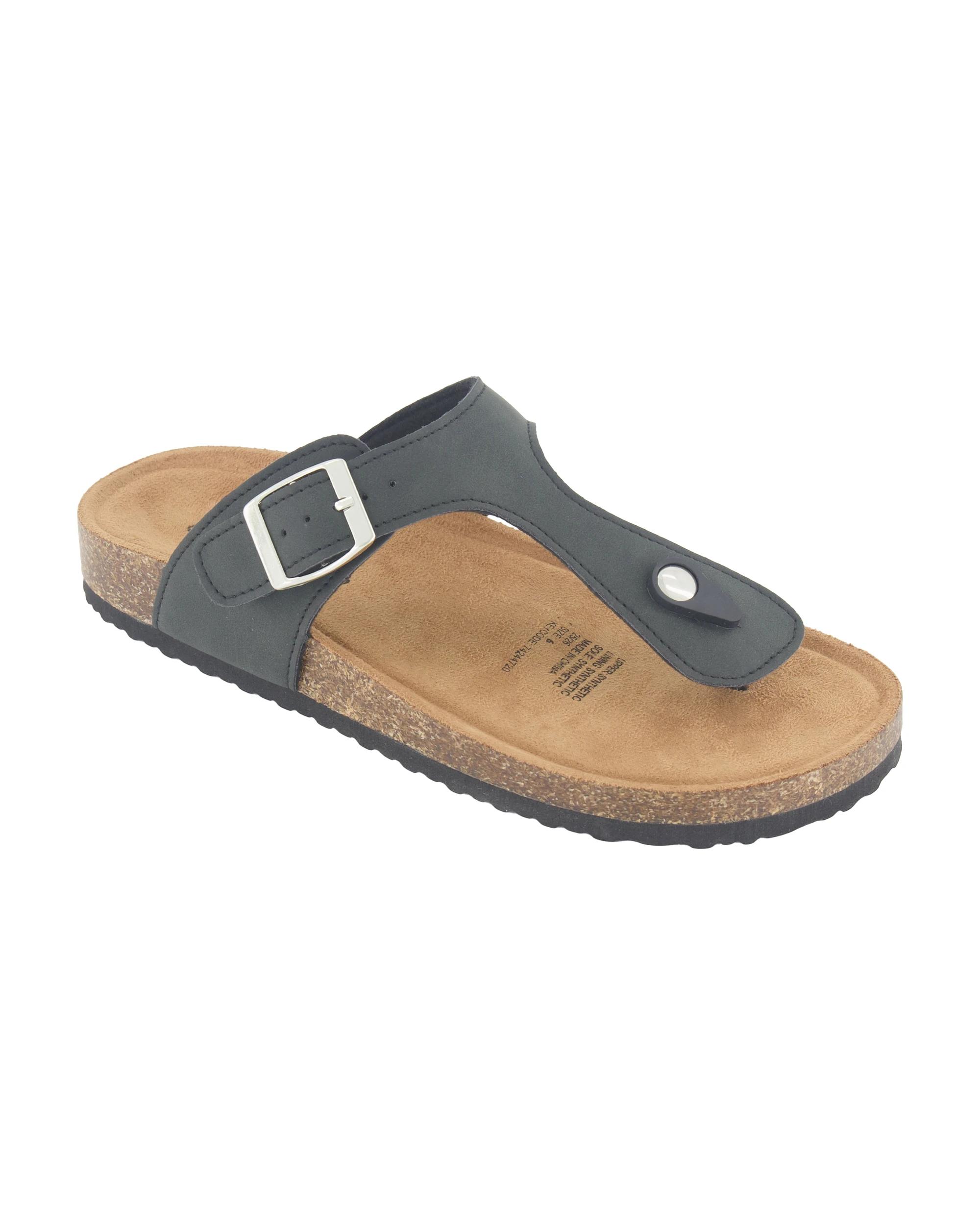 1 Footbed Toe Post Slides Black, 1 of 3