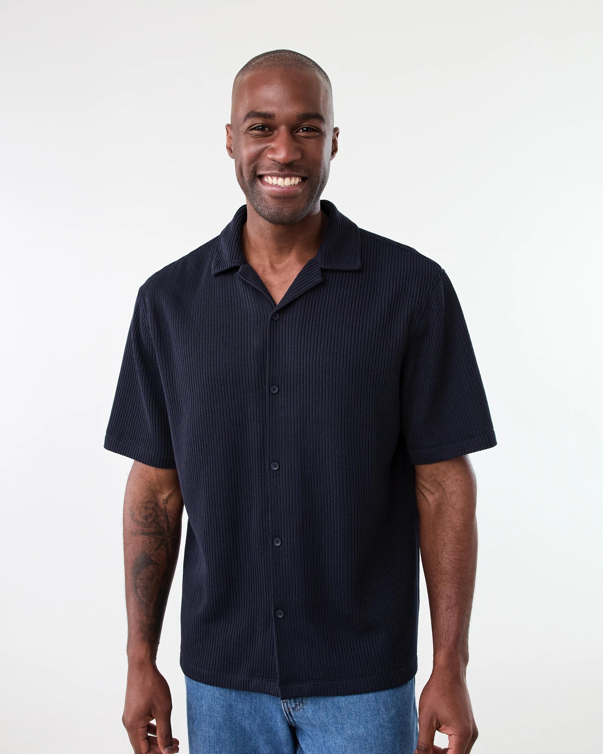 1 Short Sleeve Jacquard Knit Shirt Sky Cptn, 1 of 6