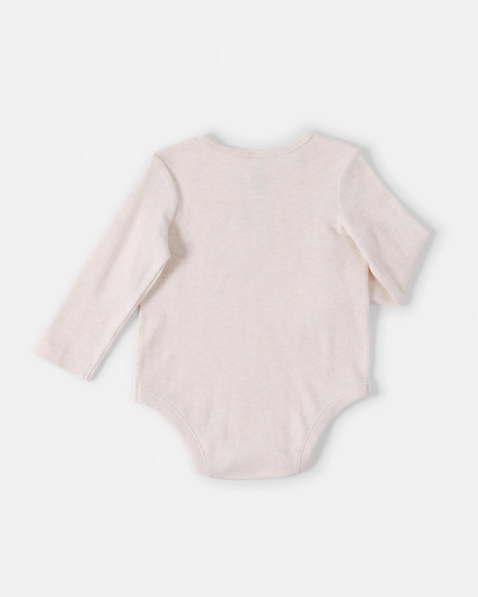 2 Cotton Long Sleeve Print Bodysuit Hny Bear, 2 of 3