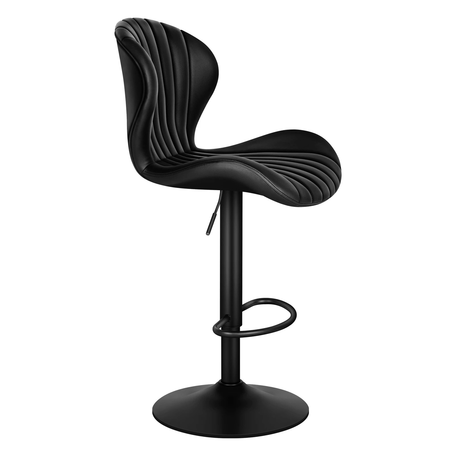 5 Alfordson 2x Bar Stools Gas Lift Leather Bar Chairs Kitchen Swivel Stella - Black, 5 of 10