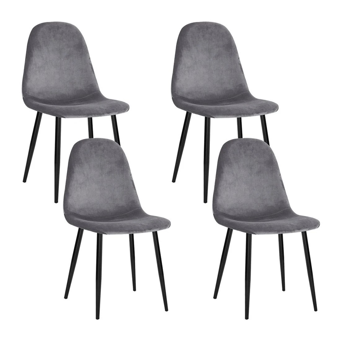 1 Artiss Dining Chairs Set of 4 Velvet Curved Slope - Grey, 1 of 7