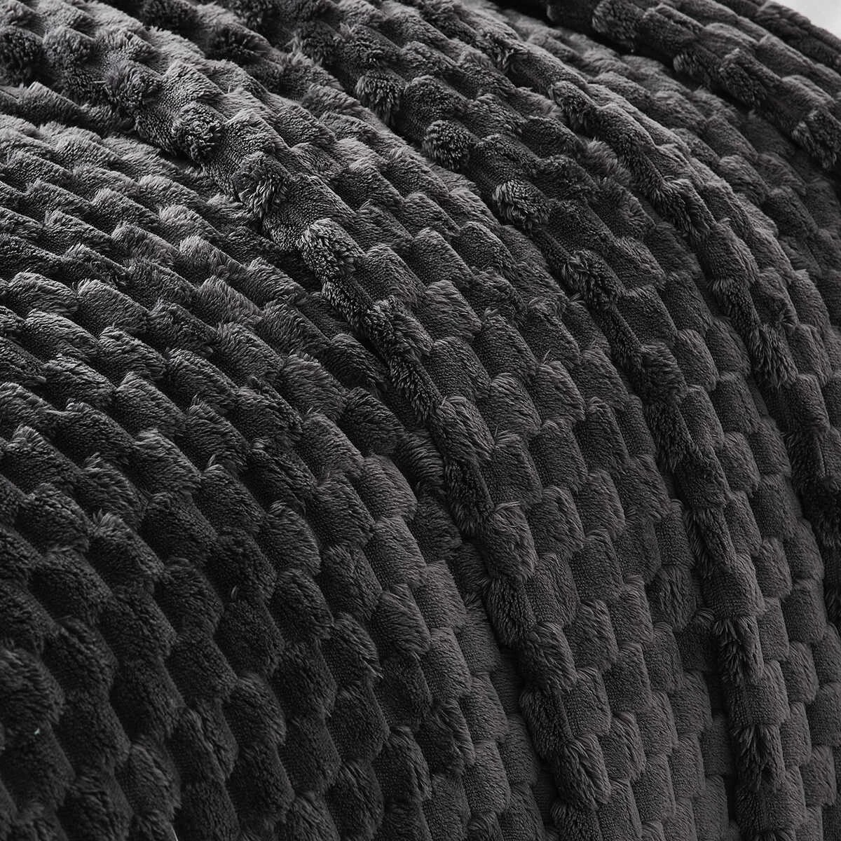 4 Soft Jacquard Blanket - Double/Queen Bed, Charcoal, 4 of 6