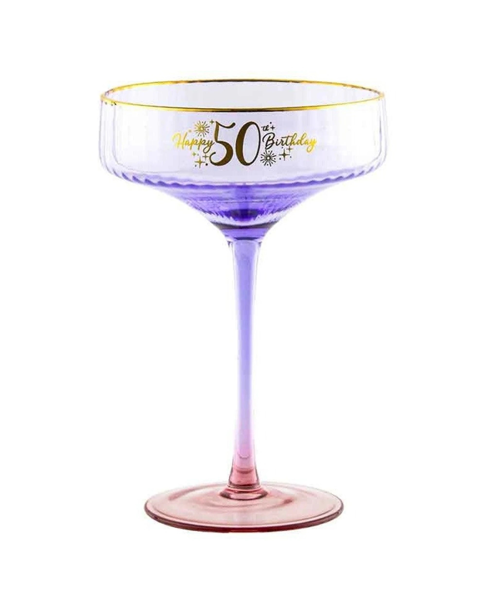 1 LMD Fluted Coupe Drinking Glass Happy 50th Birthday - Multi, 1 of 1