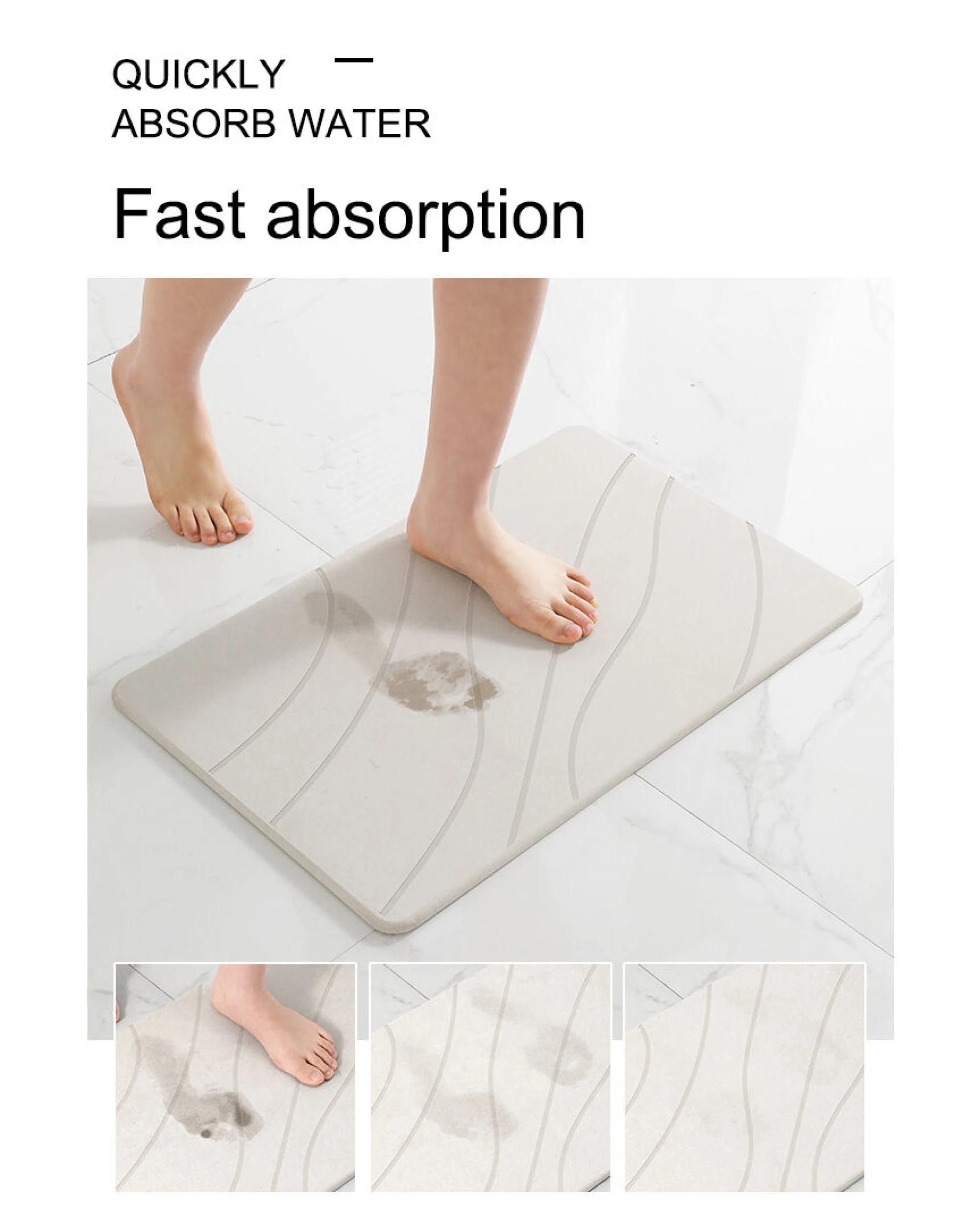 4 BR Home Diatomite Bath Mat with Anti-Slip Design for Quick Drying, 4 of 8