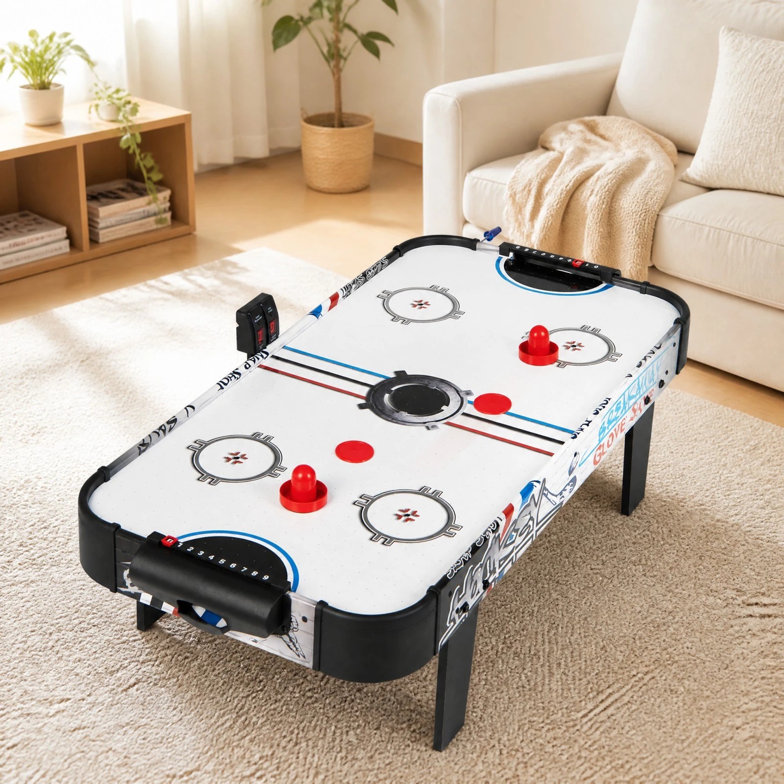 2 Costway Portable Air Hockey Table 107cm w/2 Pucks/2 Pushers/LED Scoreboard Indoor Arcade Game, 2 of 6