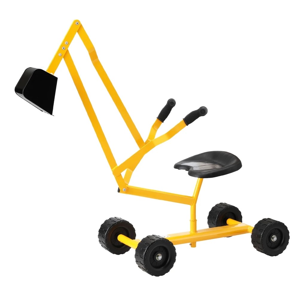 1 Keezi Kids Ride On Car Digger Bulldozer Sandpit Play Toys Rotate Seat - Yellow, 1 of 5