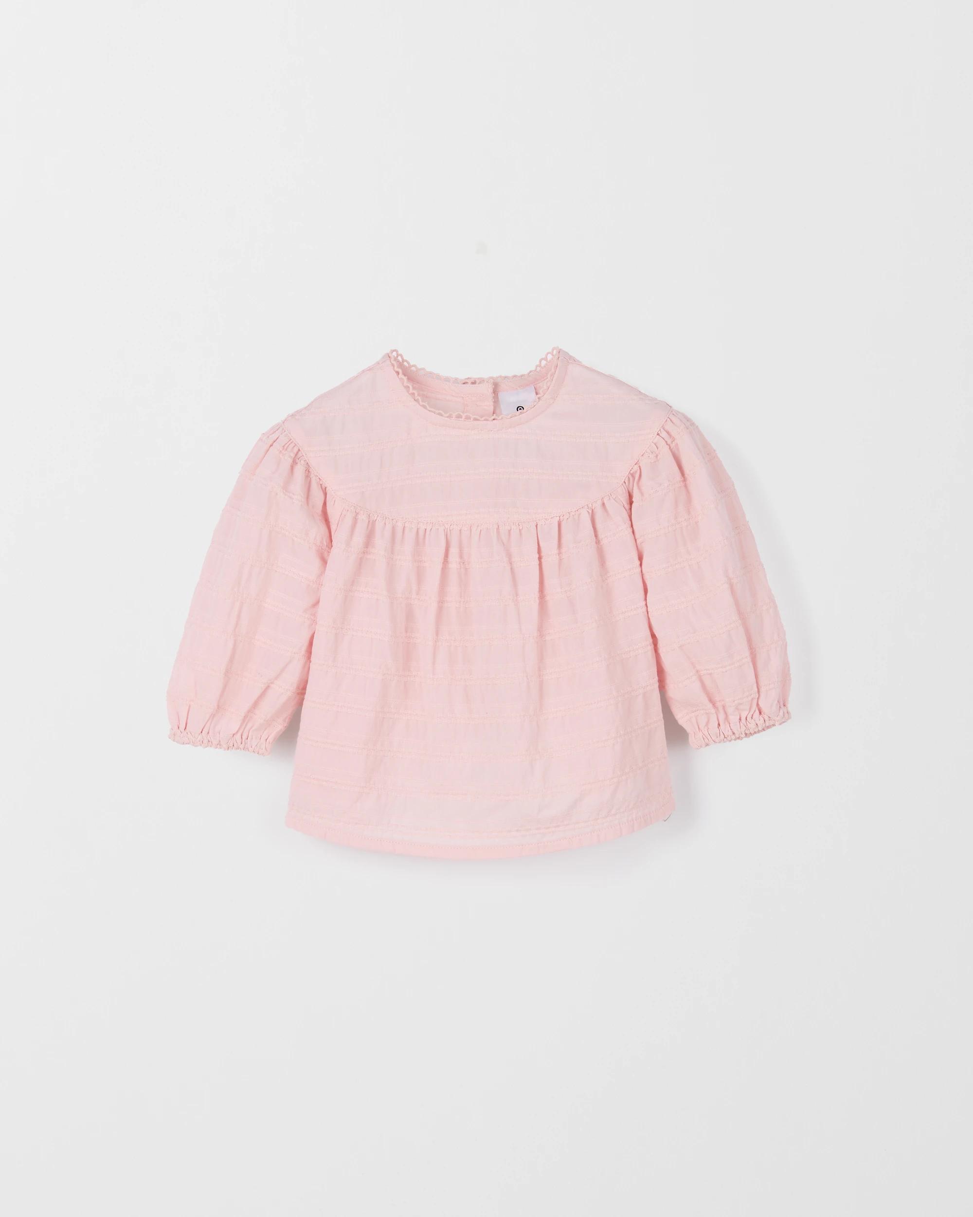 1 Target Baby Baby Long Sleeve Textured Woven Blouse PALE PINK, 1 of 2