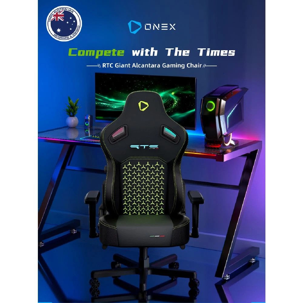 7 ONEX RTC Giant Alcantara Gaming Chair Sian Green Gaming Chairs, 7 of 10