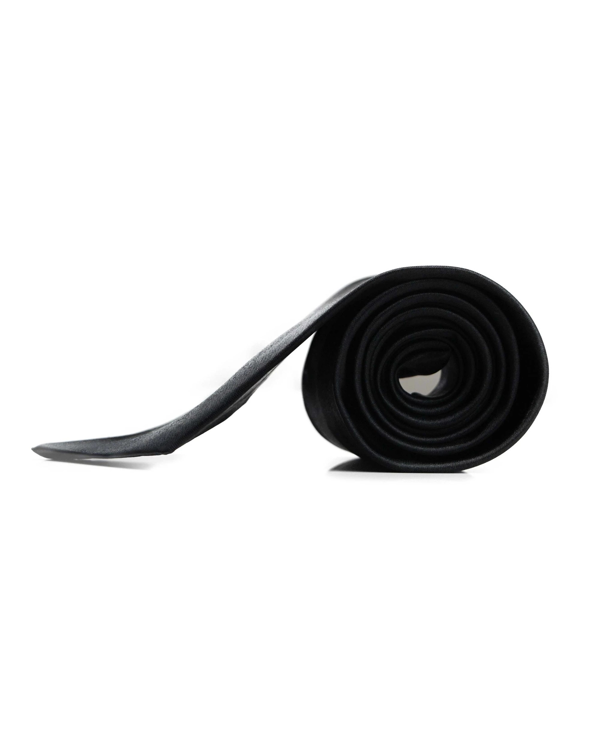 1 Zasel Mens Black 8cm Plain Neck Tie, 1 of 2